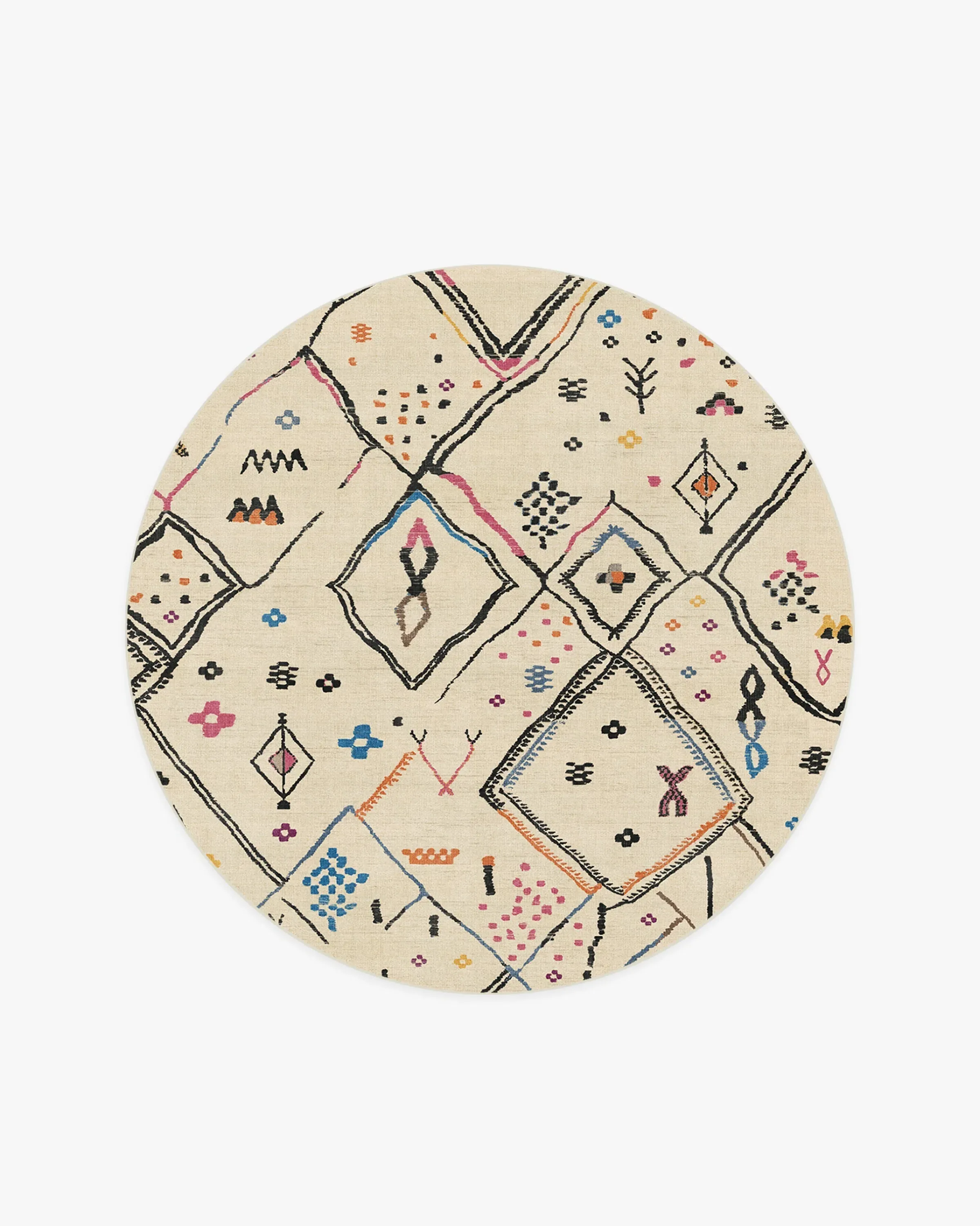 Round Area Rug Machine Washable - Ivory