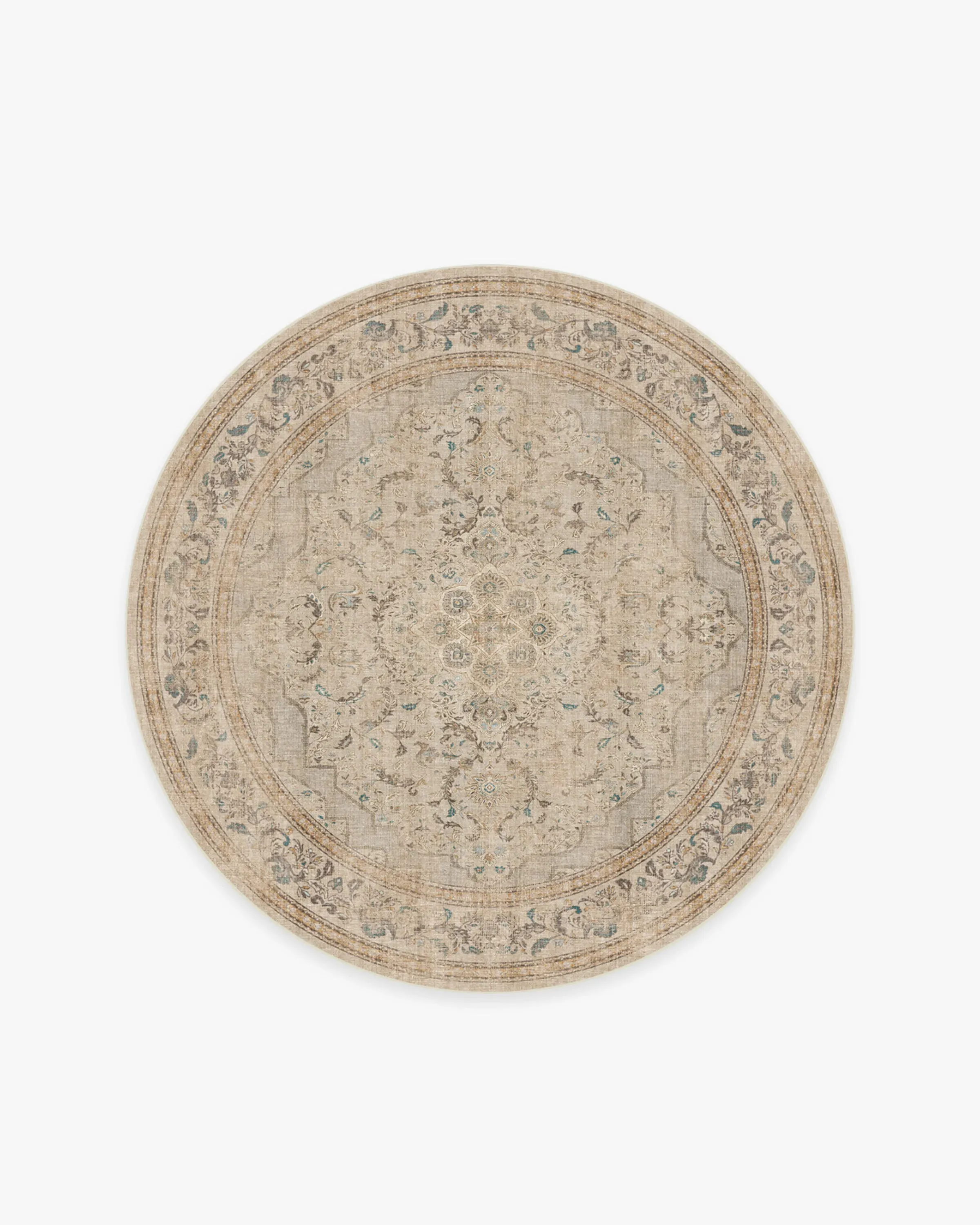 Round Area Rug Machine Washable - Ivory