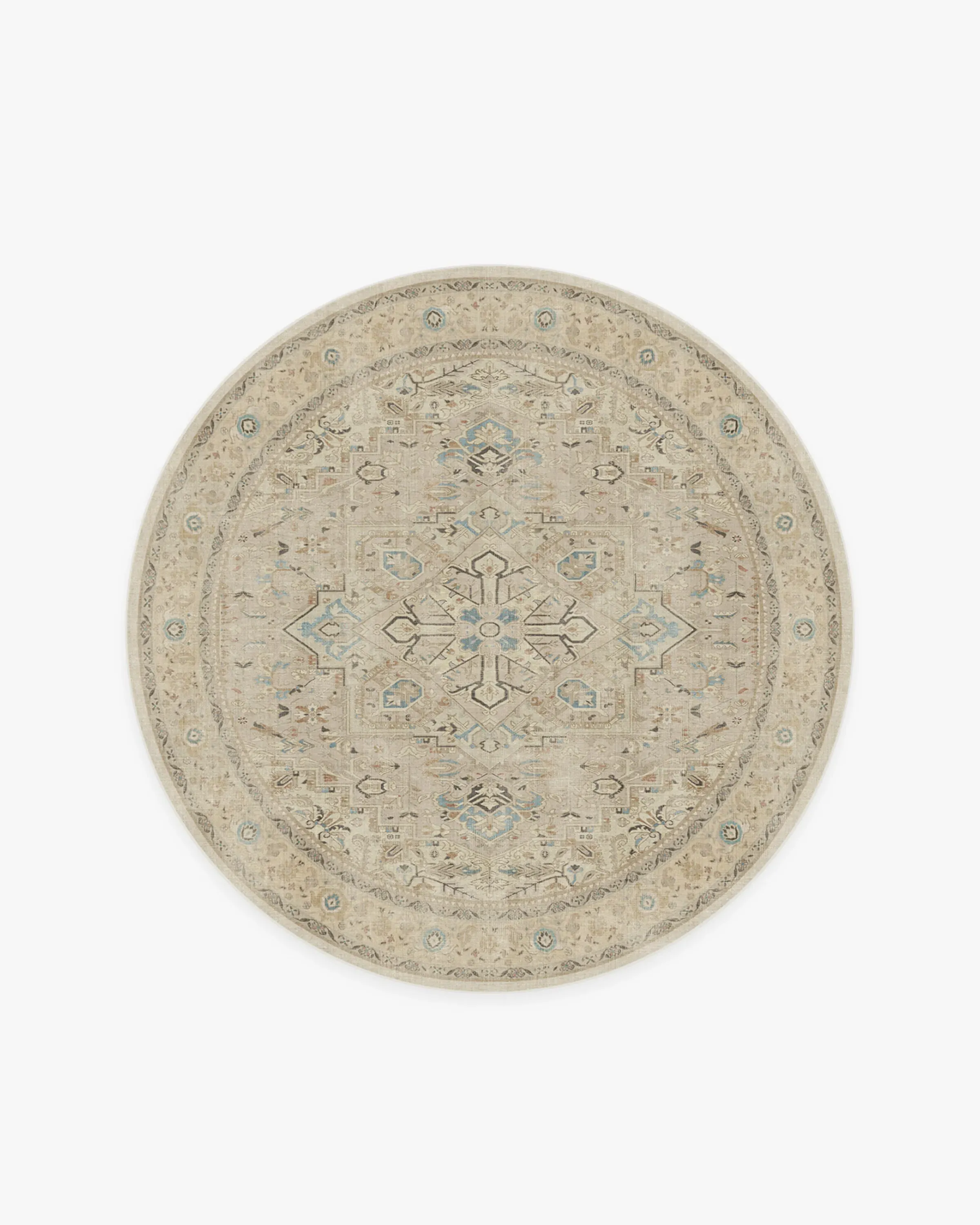 Round Area Rug Machine Washable - Ivory