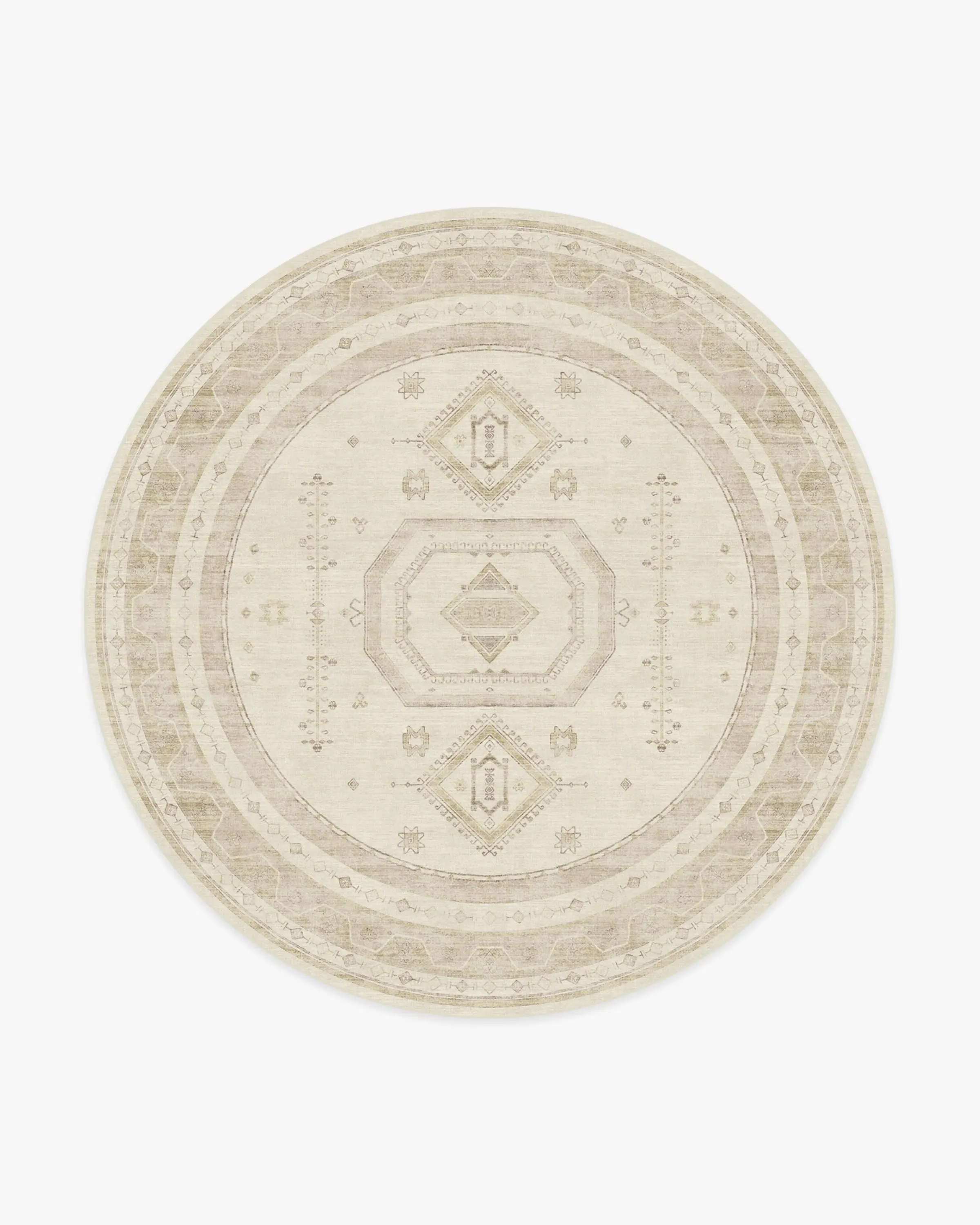 Round Area Rug Machine Washable - Ivory