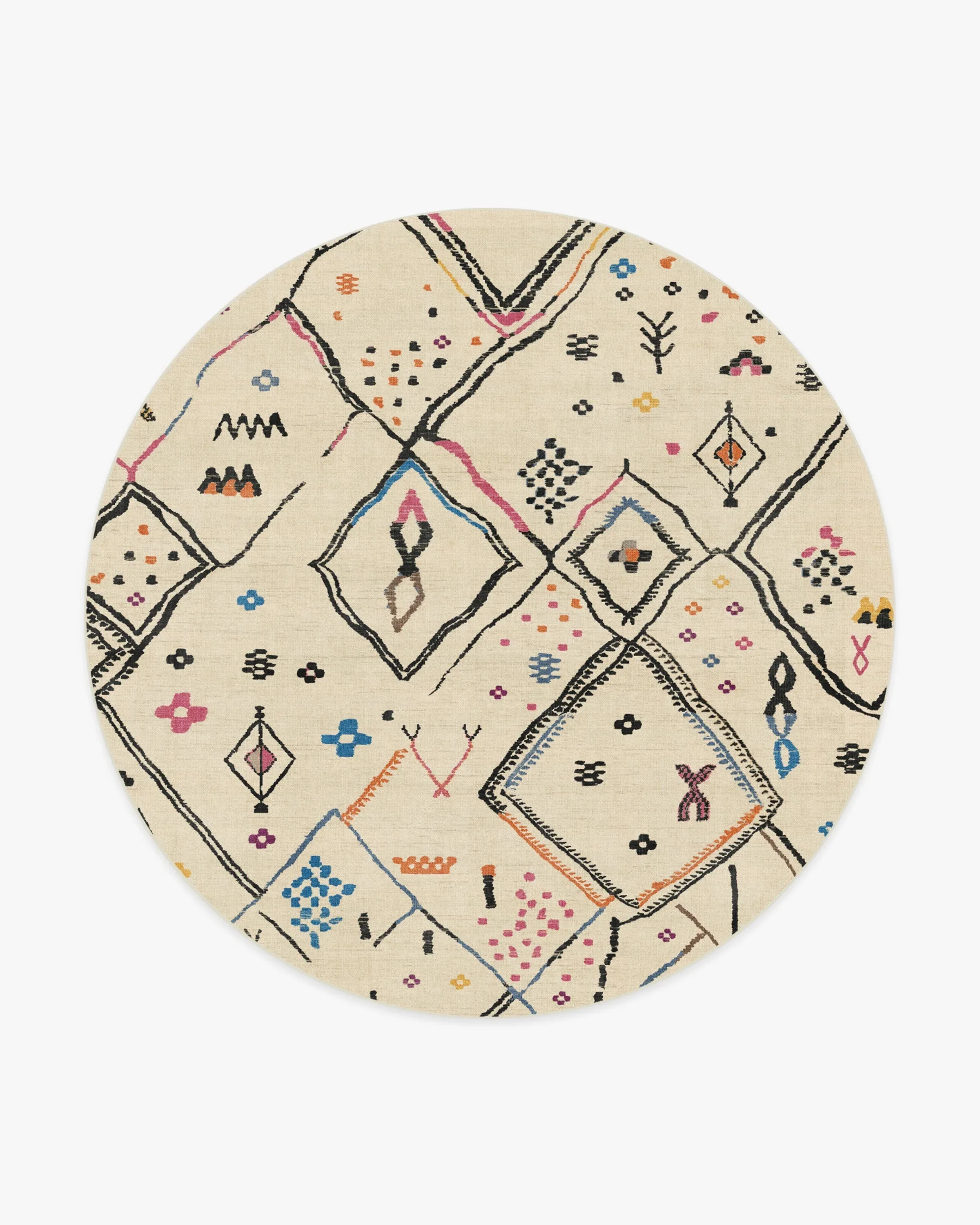 Round Area Rug Machine Washable - Ivory
