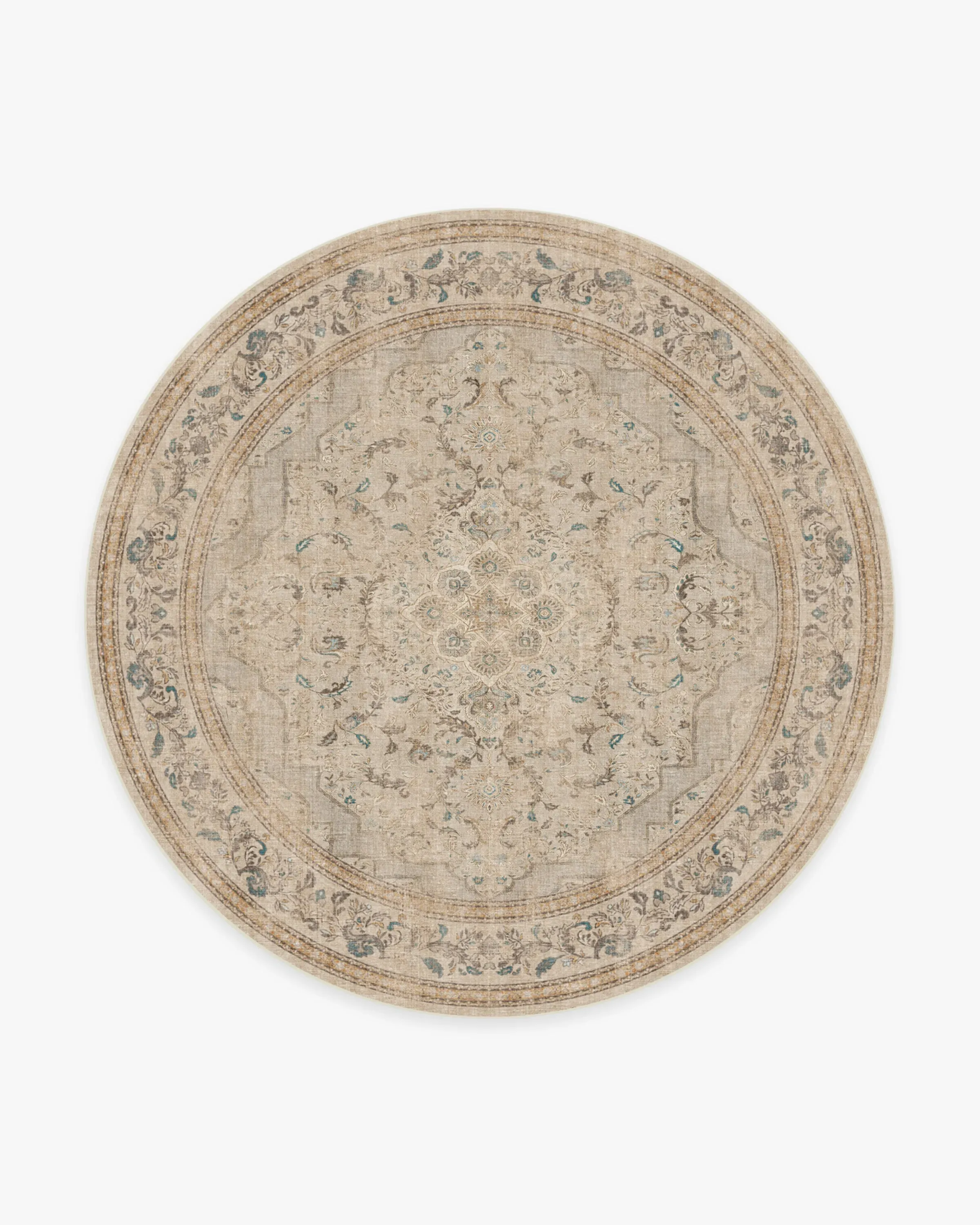 Round Area Rug Machine Washable - Ivory