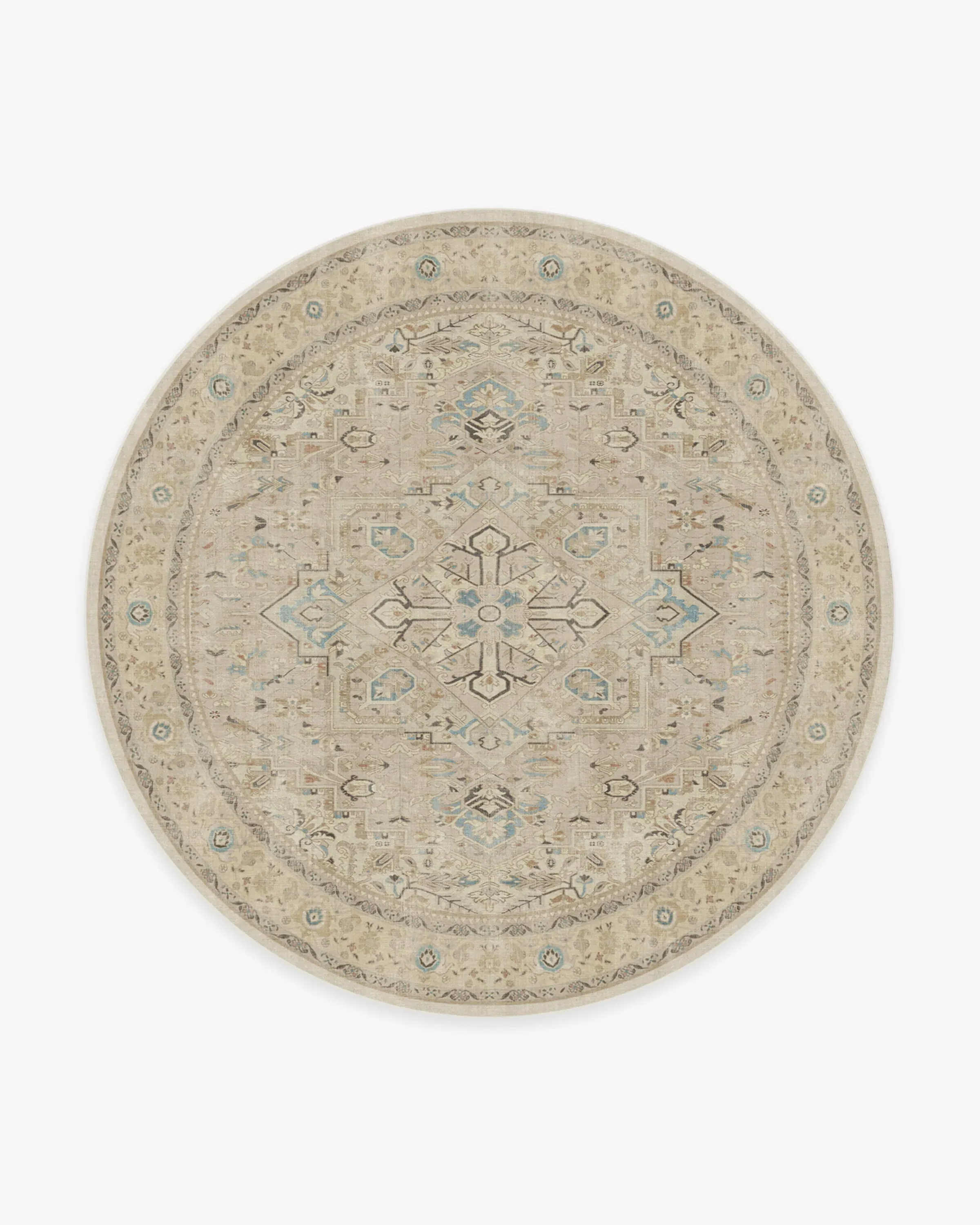Round Area Rug Machine Washable - Ivory
