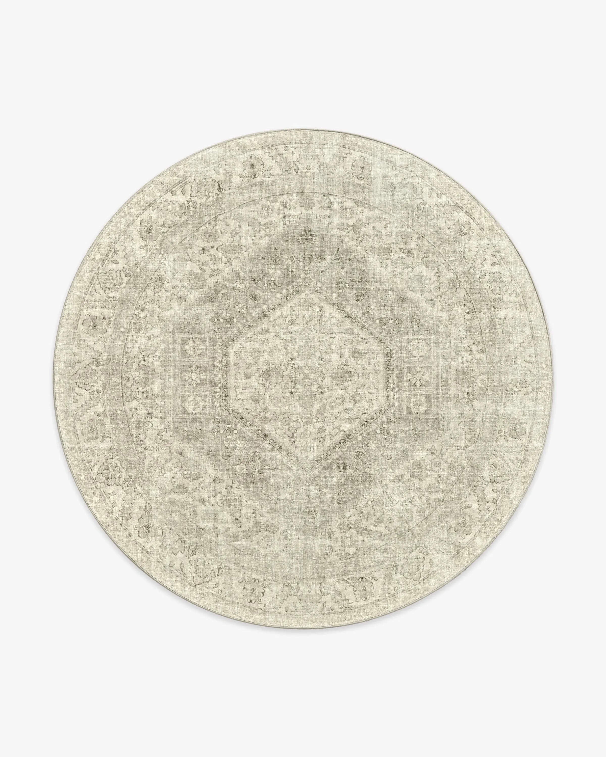 Round Area Rug Machine Washable - Ivory