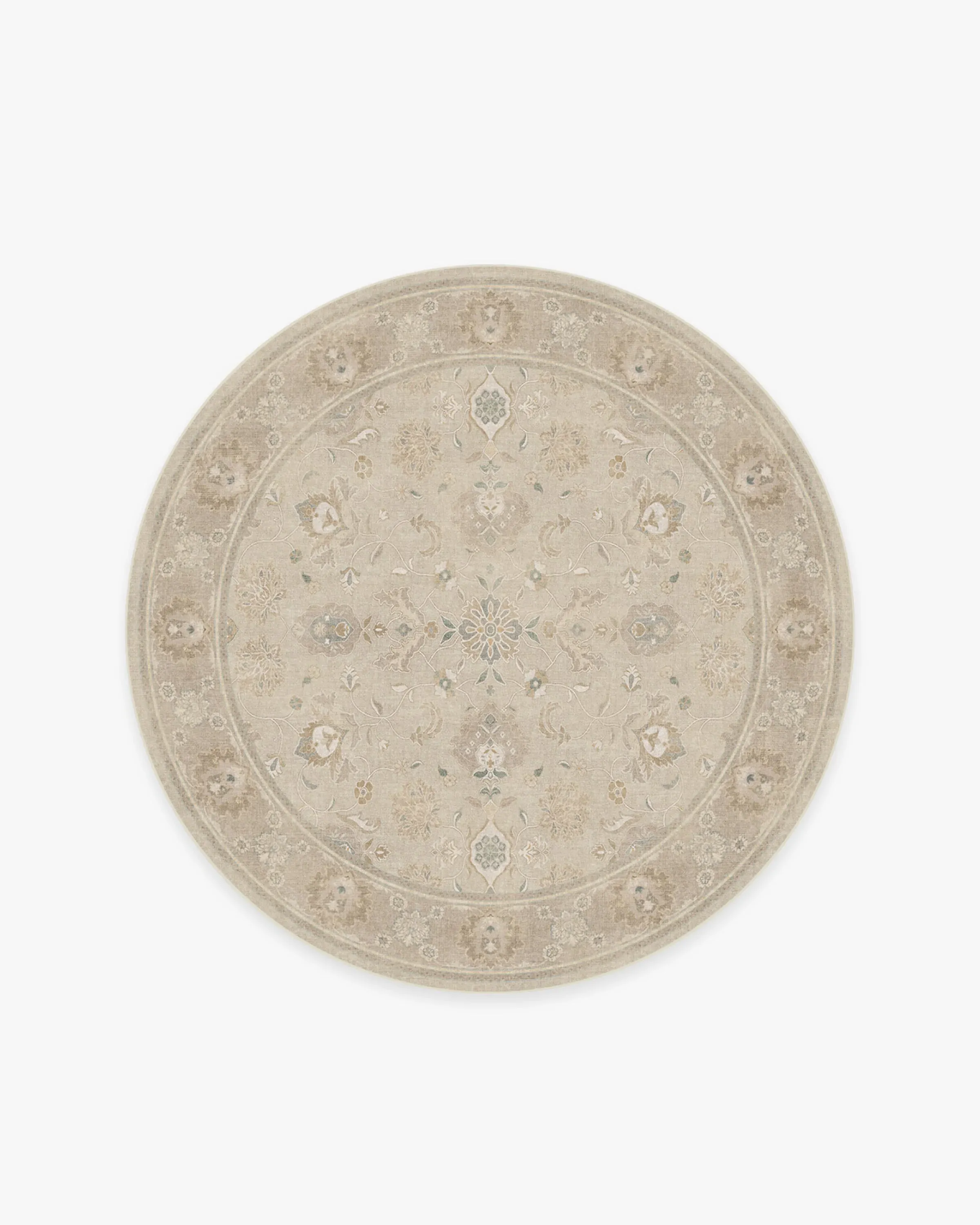 Round Area Rug Machine Washable - Ivory, Chenille