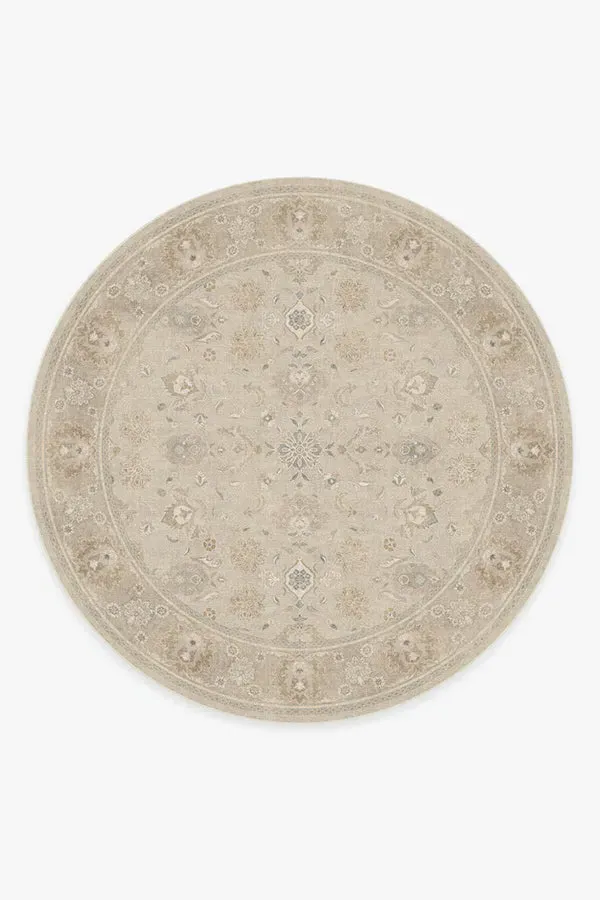 Round Area Rug Machine Washable - Ivory, Chenille