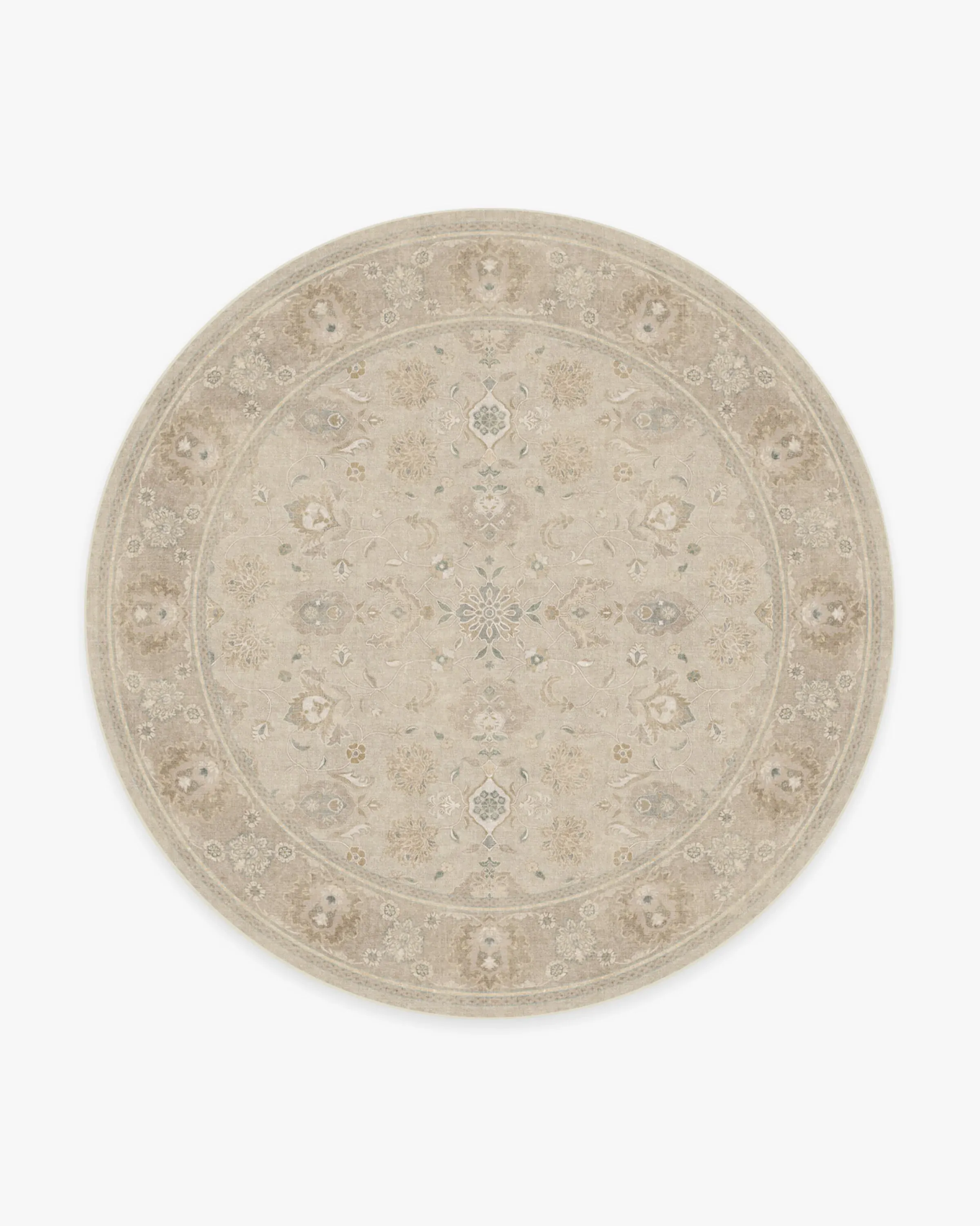 Round Area Rug Machine Washable - Ivory, Chenille