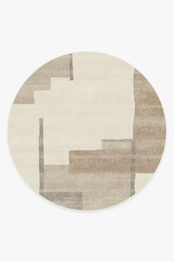 Round Area Rug Machine Washable - Ivory, Copper
