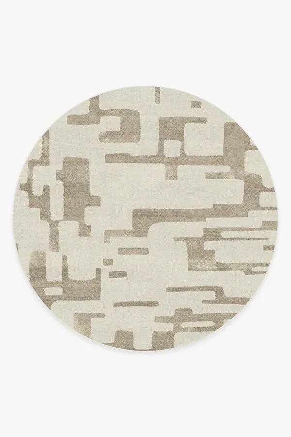 Round Area Rug Machine Washable - Ivory, Flatwoven