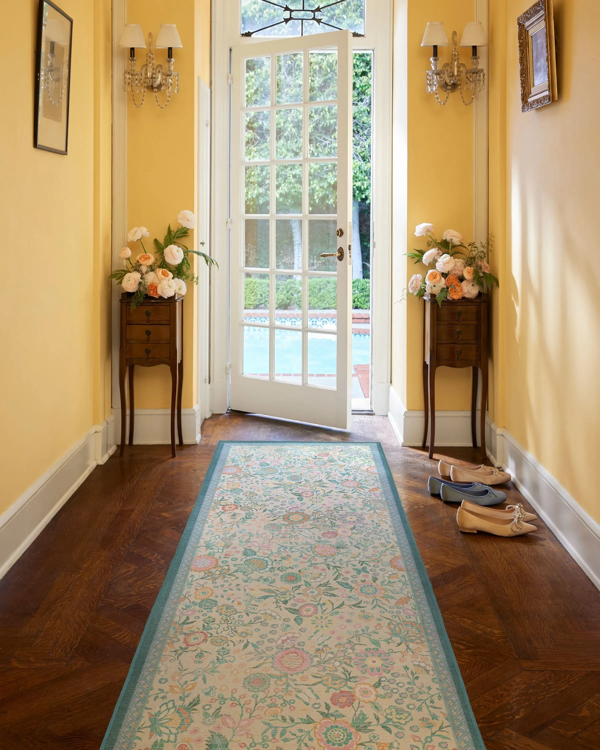 Round Area Rug Machine Washable - Ivory, Jade