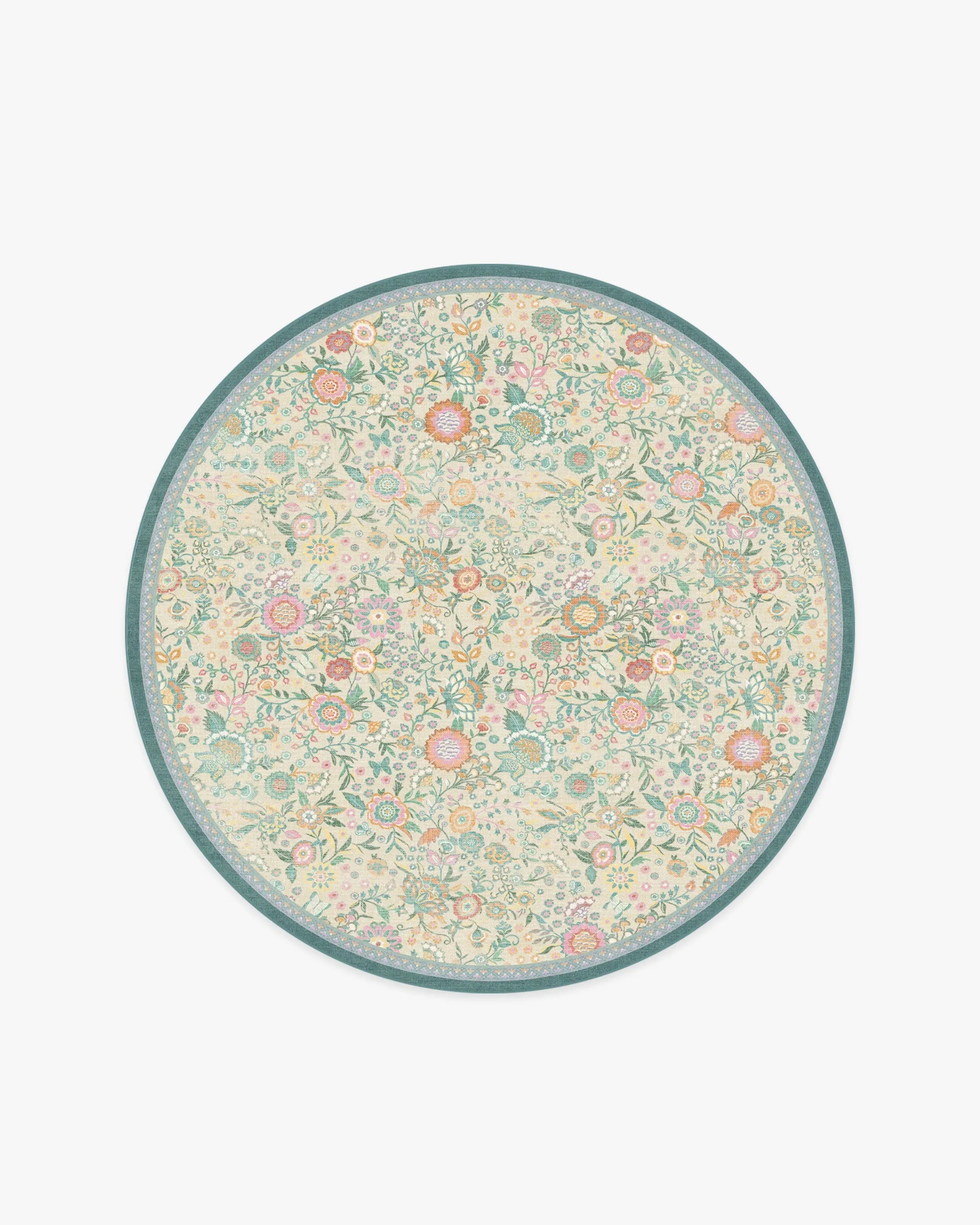 Round Area Rug Machine Washable - Ivory, Jade
