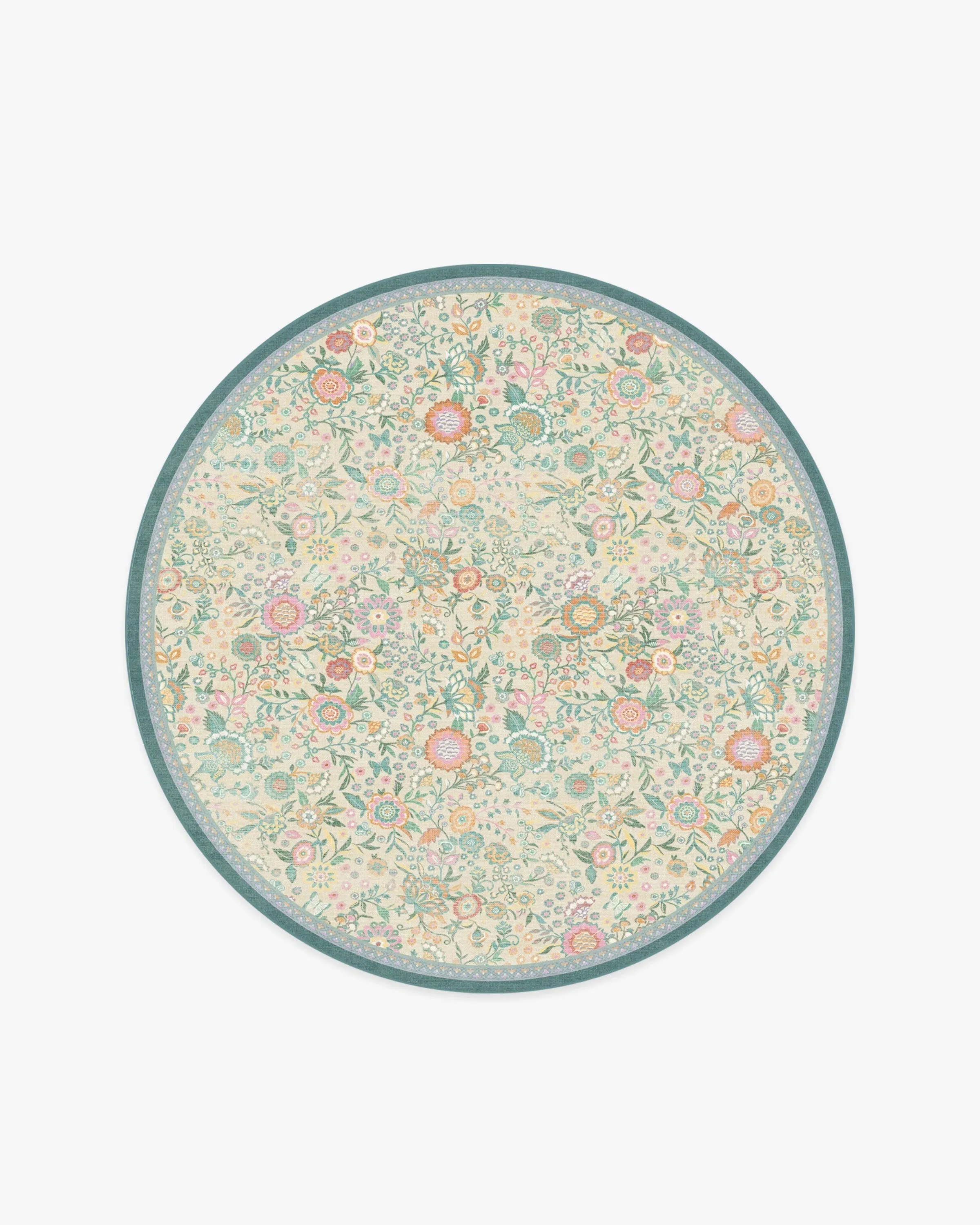 Round Area Rug Machine Washable - Ivory, Jade