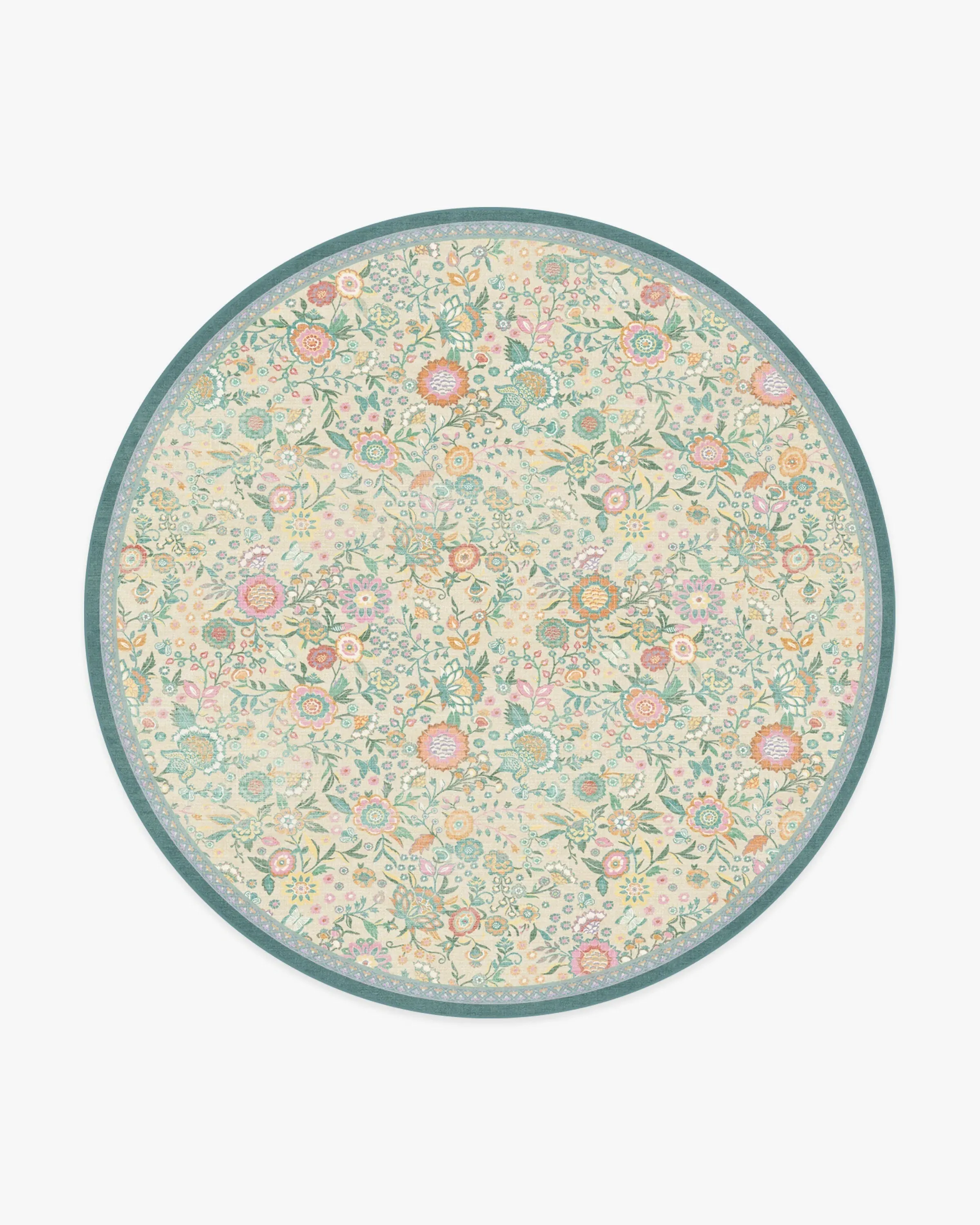 Round Area Rug Machine Washable - Ivory, Jade