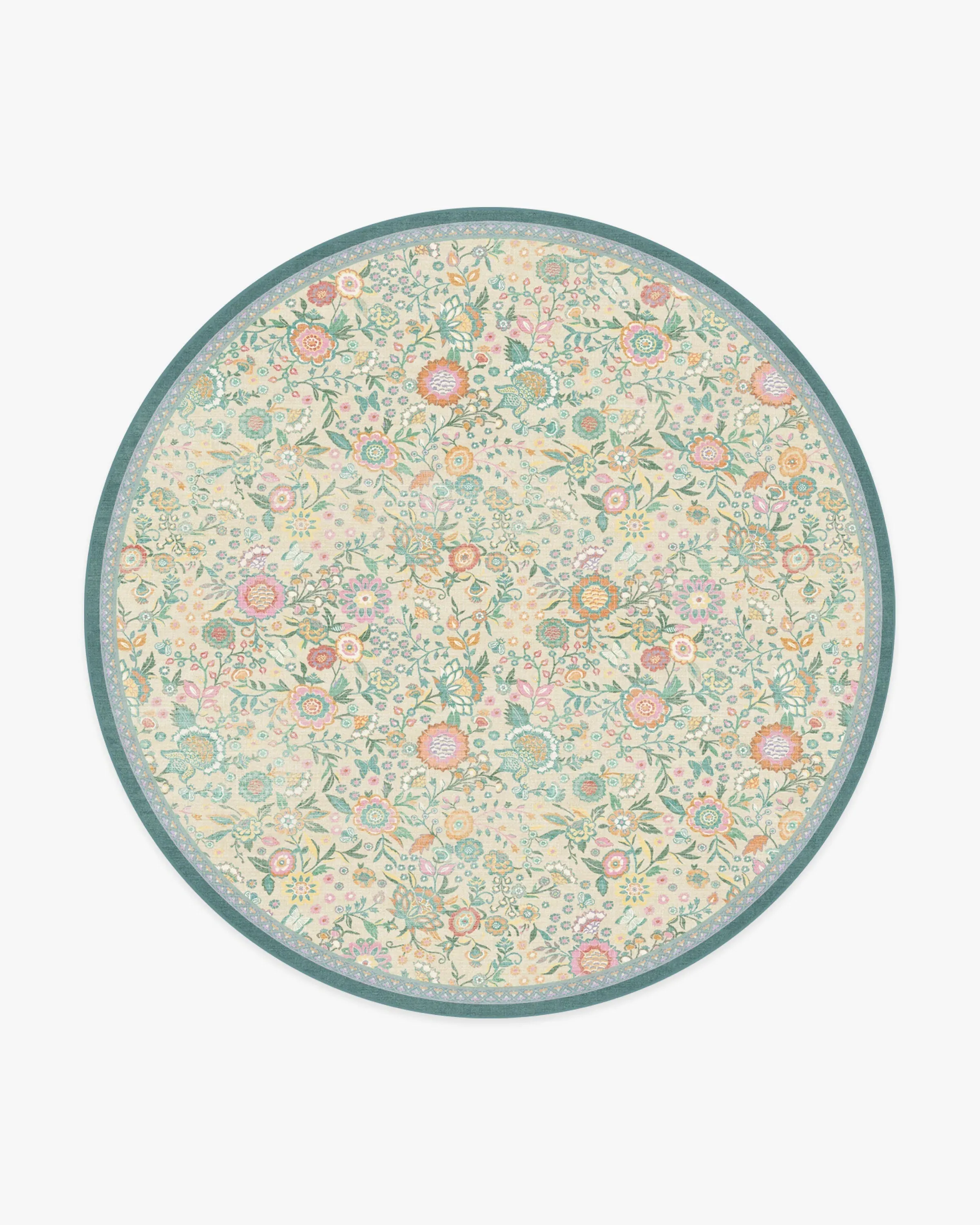Round Area Rug Machine Washable - Ivory, Jade