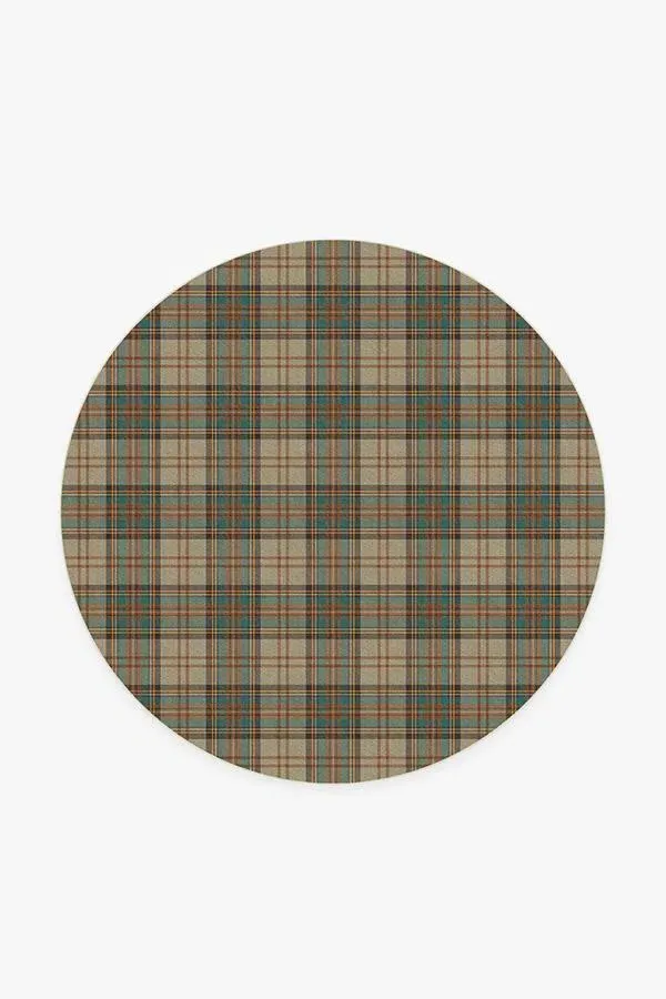 Round Area Rug Machine Washable - Khaki, Chenille