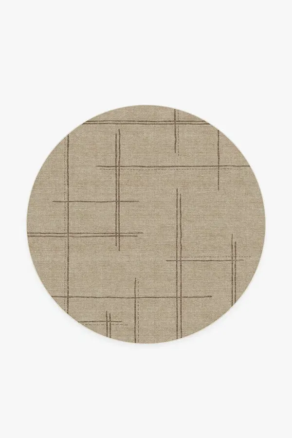 Round Area Rug Machine Washable - Latte Brown