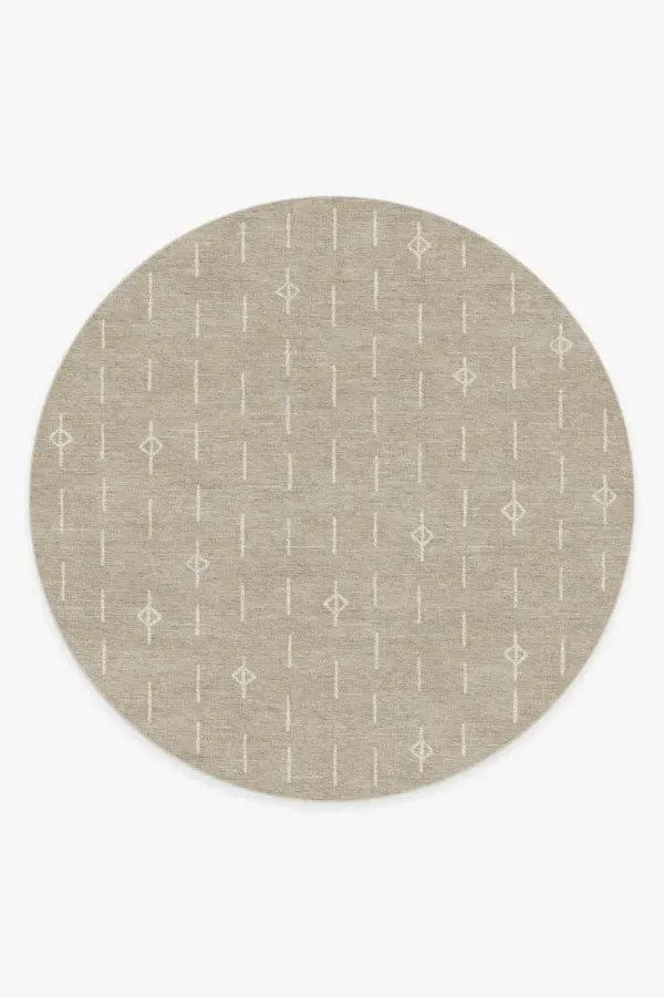 Round Area Rug Machine Washable - Light Stone