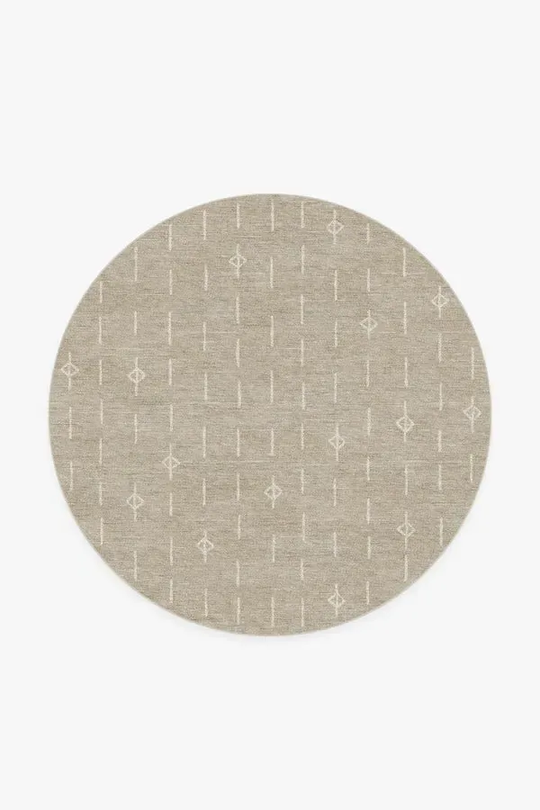 Round Area Rug Machine Washable - Light Stone