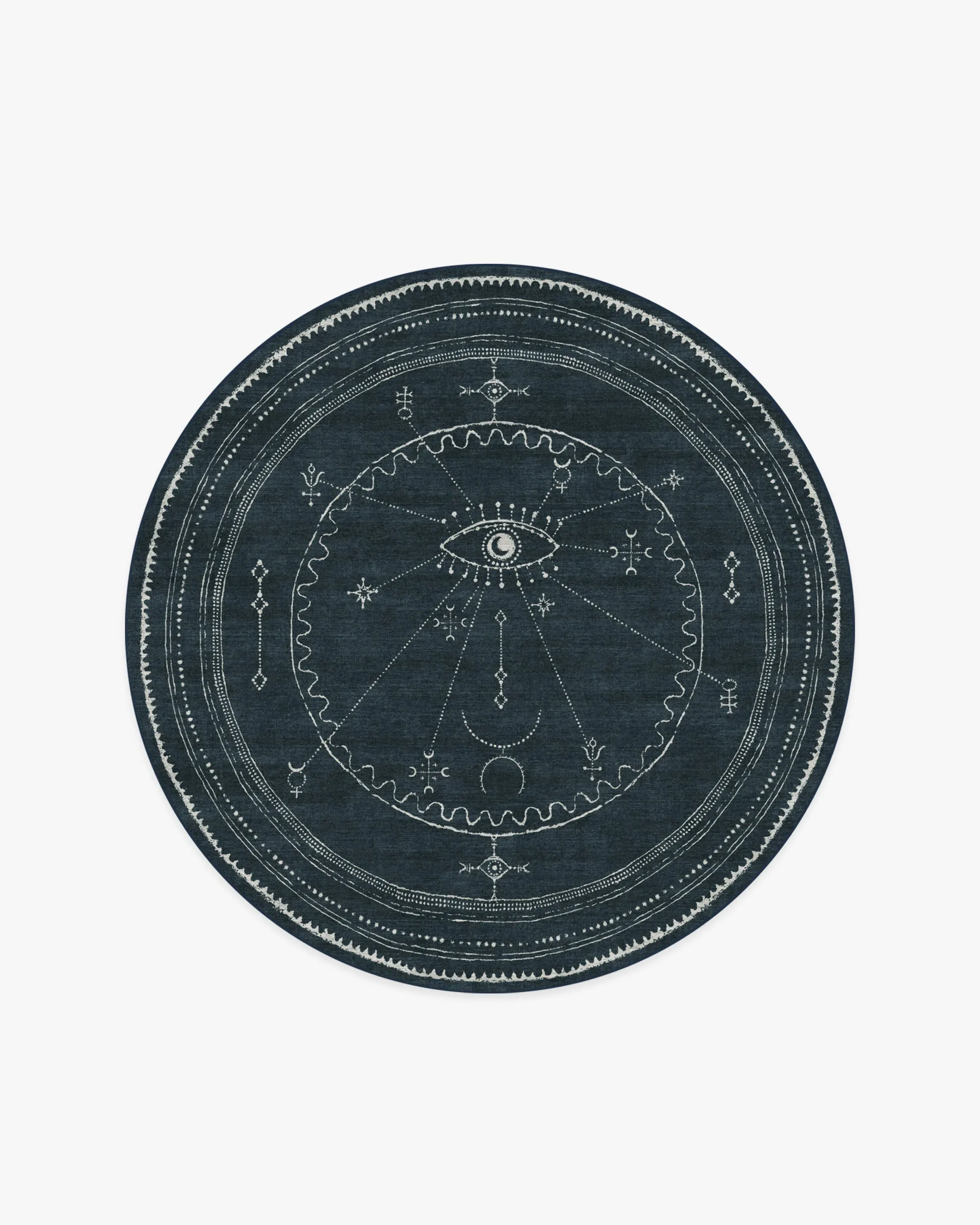 Round Area Rug Machine Washable - Midnight Blue