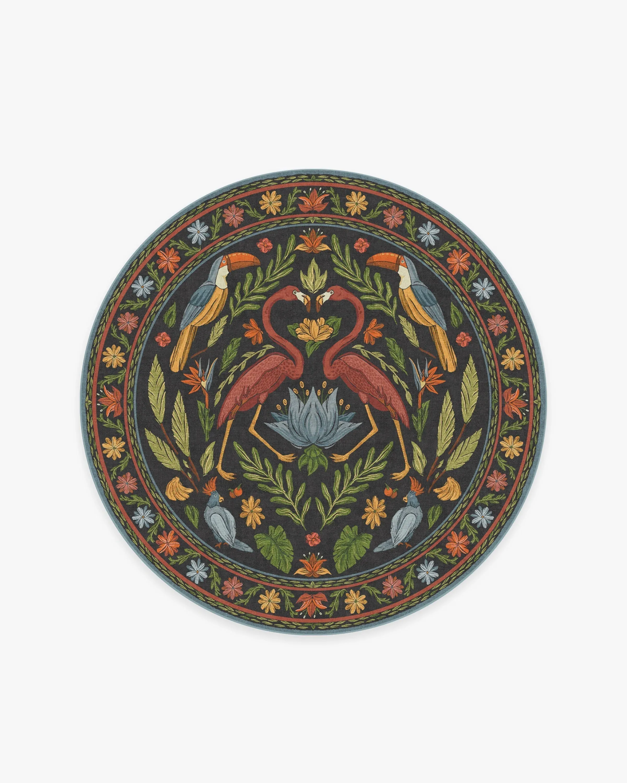 Round Area Rug Machine Washable - Multi, Chenille