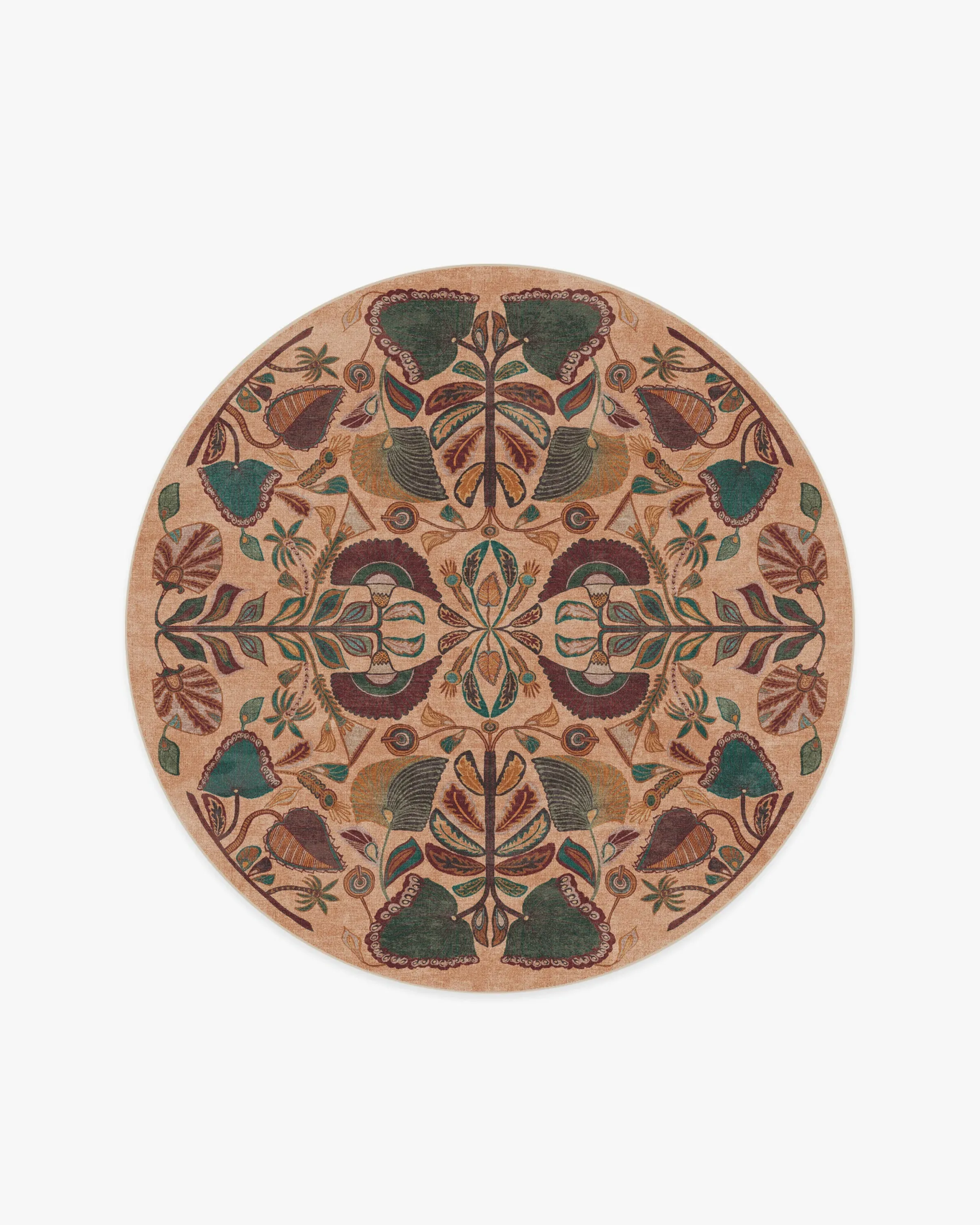 Round Area Rug Machine Washable - Multicolor
