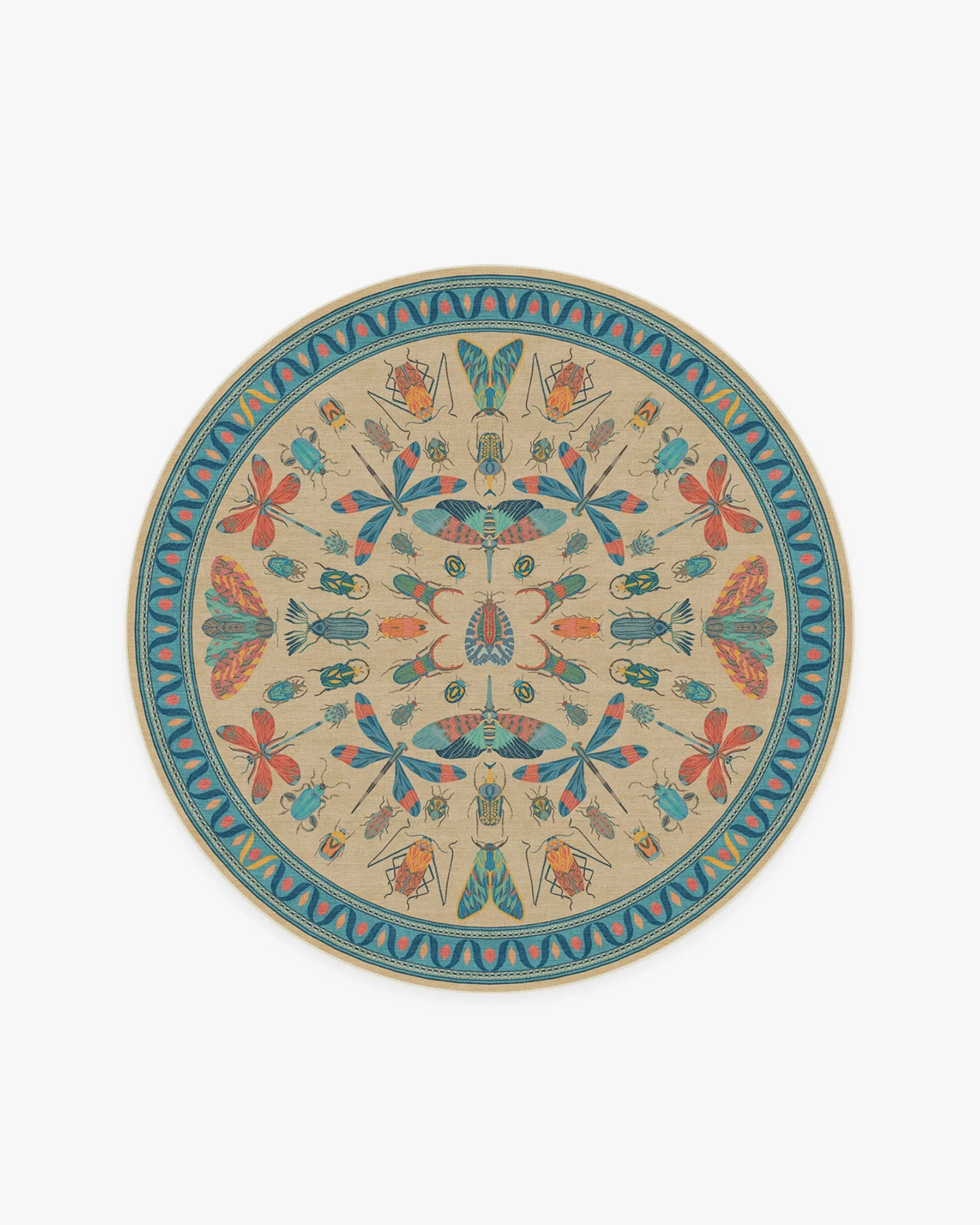 Round Area Rug Machine Washable - Multicolor