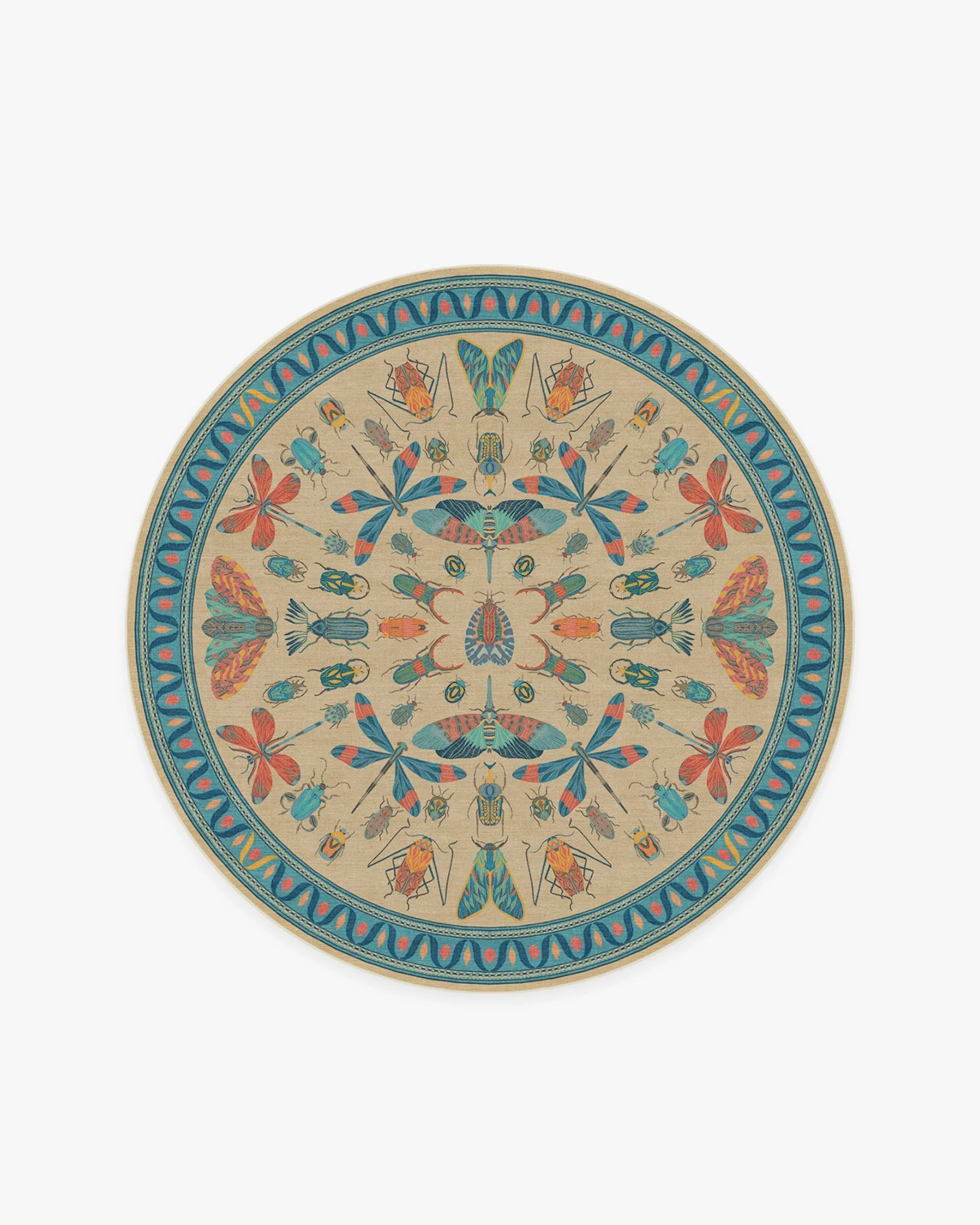 Round Area Rug Machine Washable - Multicolor