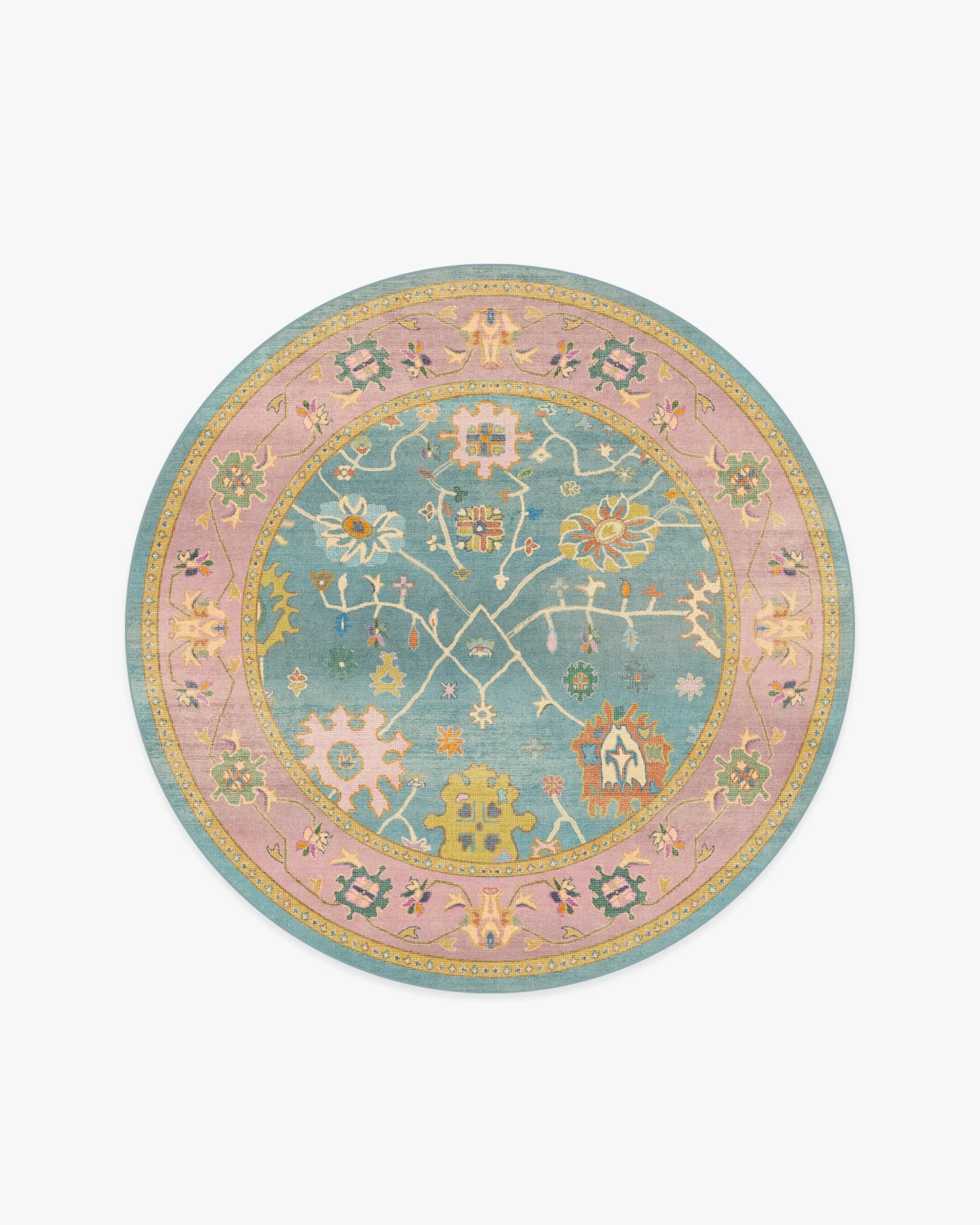 Round Area Rug Machine Washable - Multicolour
