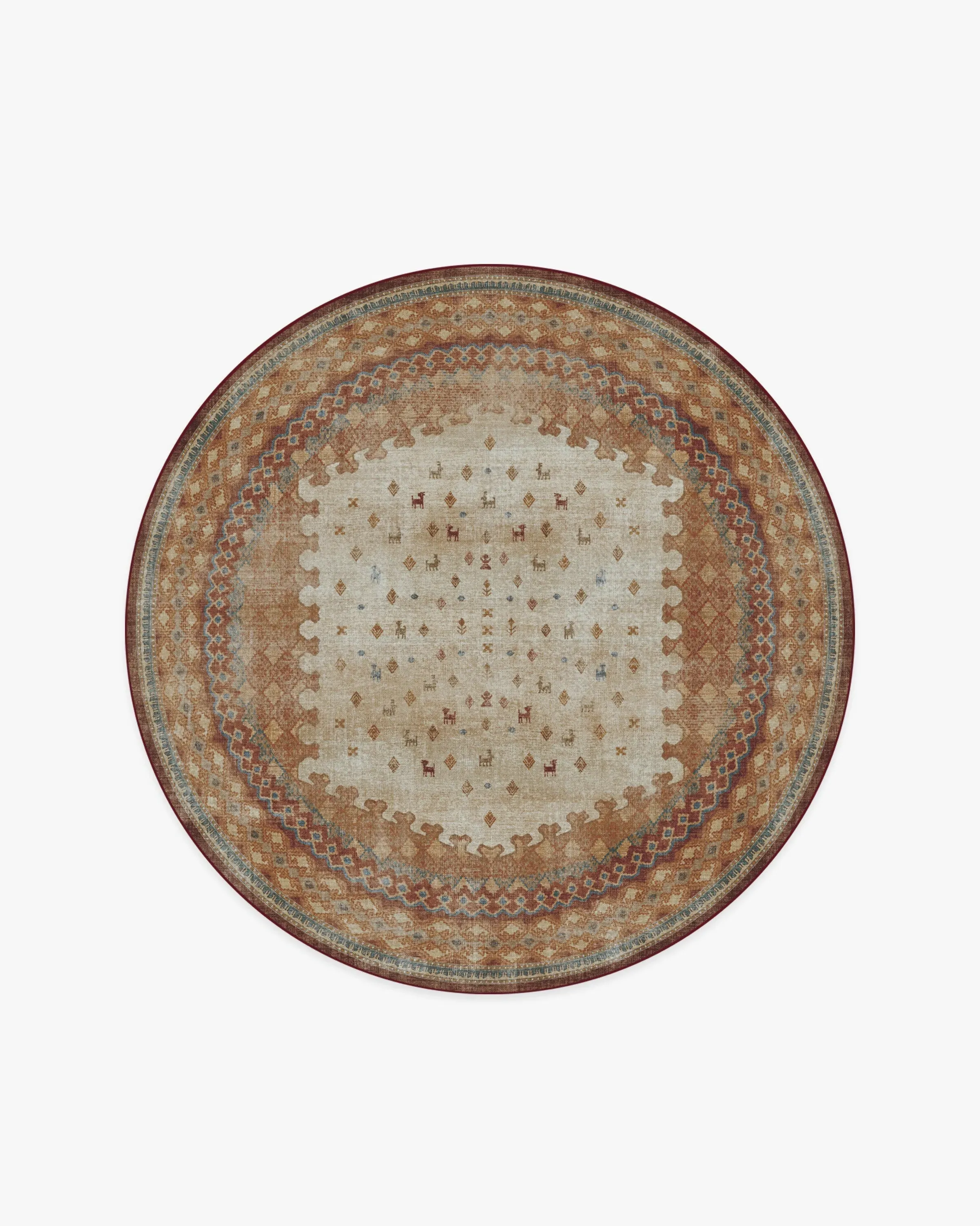 Round Area Rug Machine Washable - Multicolour