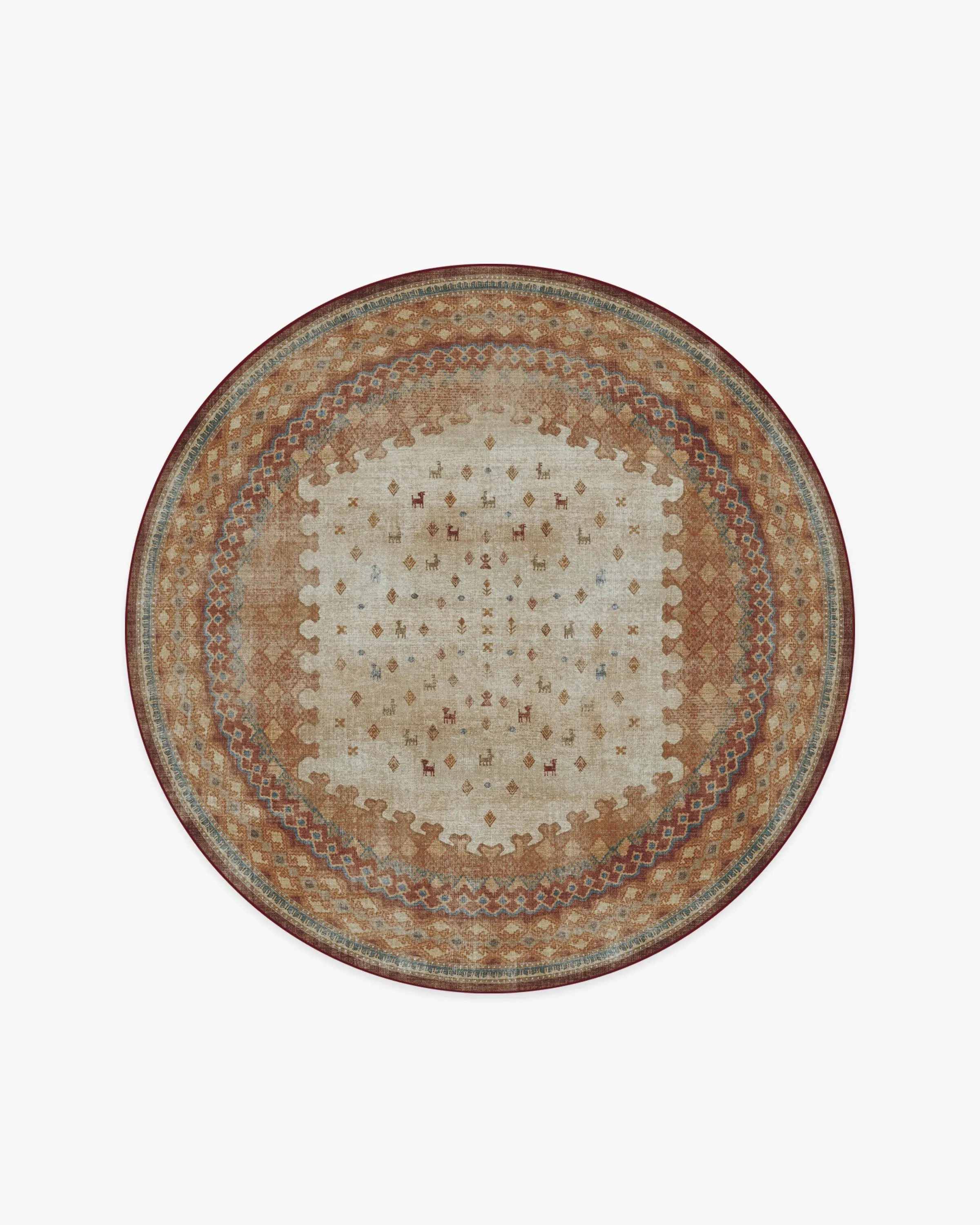 Round Area Rug Machine Washable - Multicolour