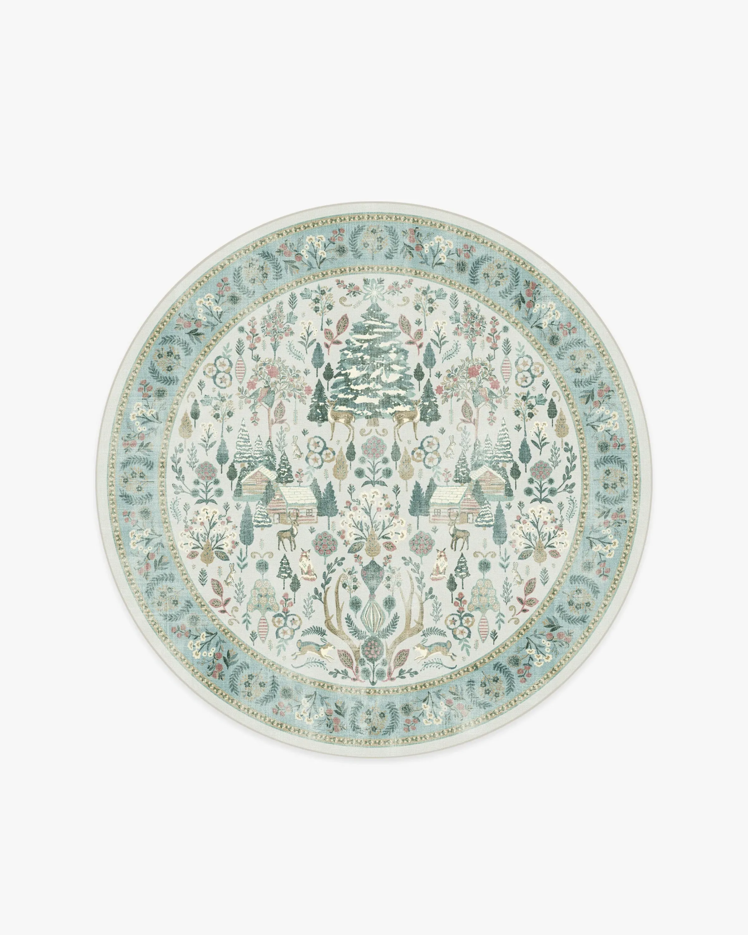 Round Area Rug Machine Washable - Multicolour