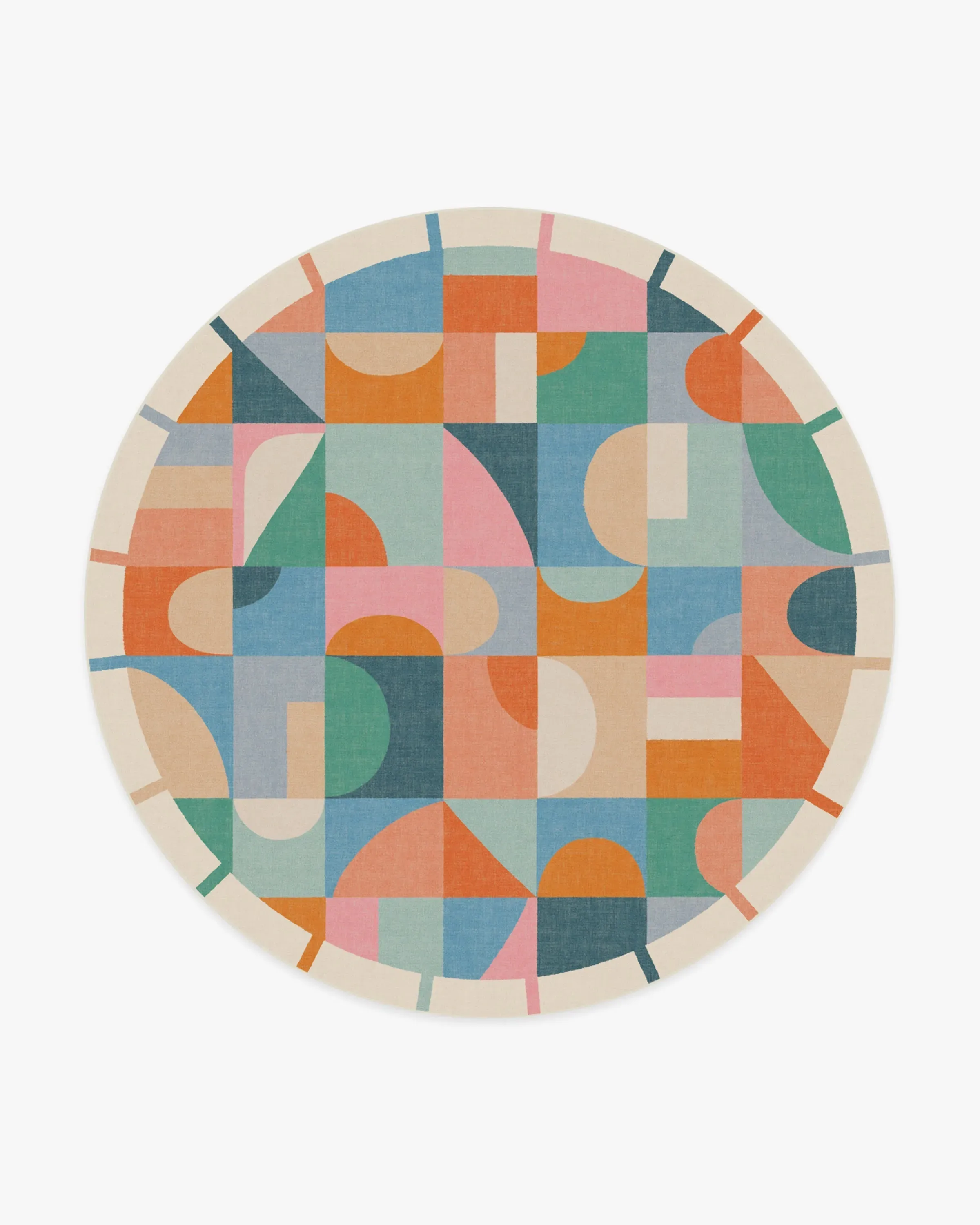 Round Area Rug Machine Washable - Multicolour
