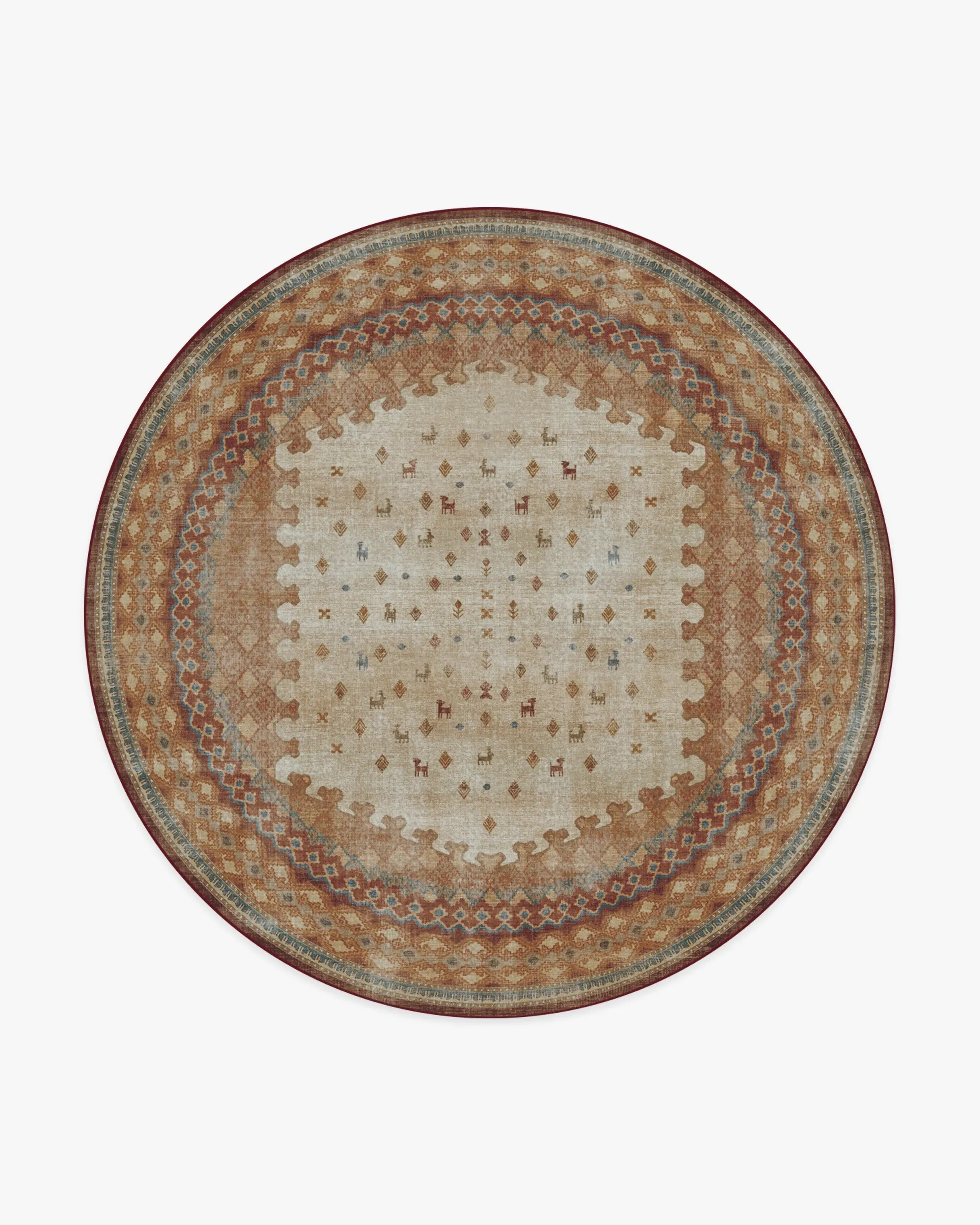 Round Area Rug Machine Washable - Multicolour