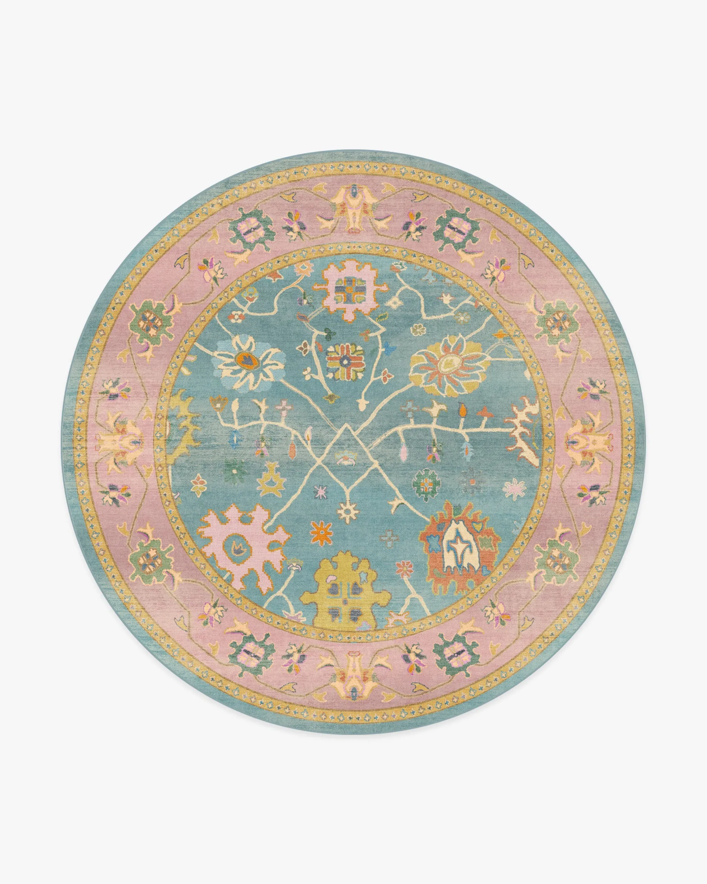 Round Area Rug Machine Washable - Multicolour