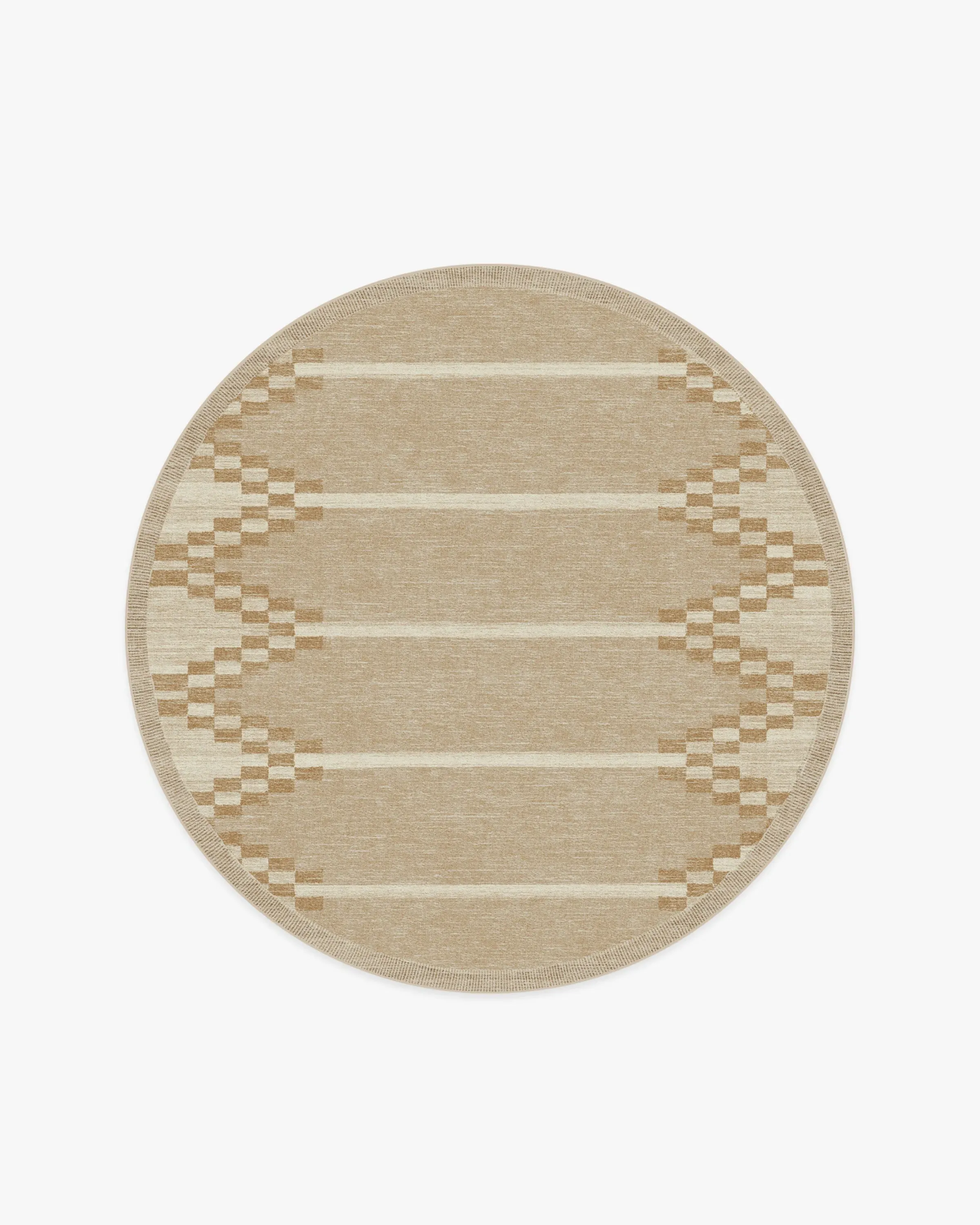 Round Area Rug Machine Washable - Natural