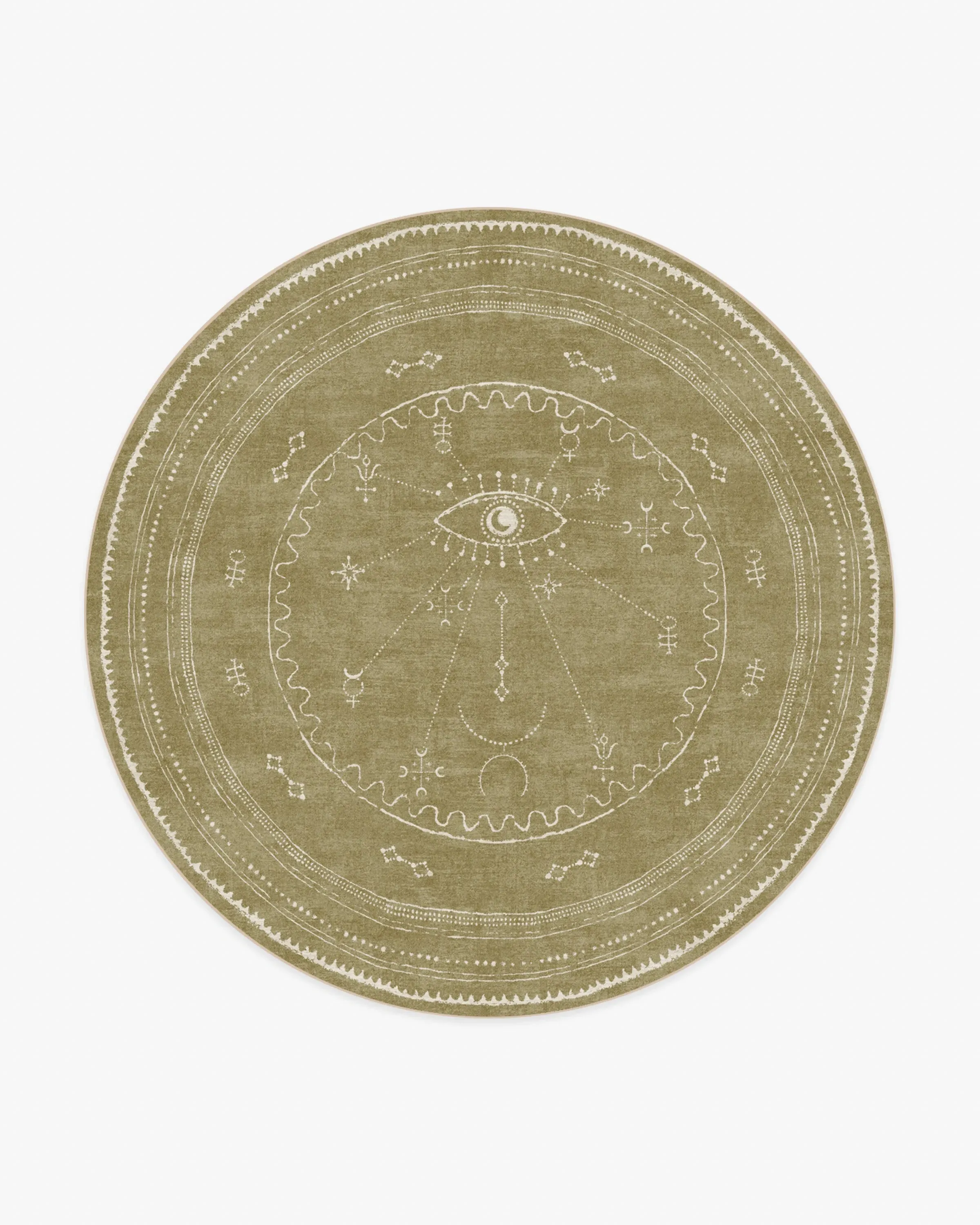 Round Area Rug Machine Washable - Natural