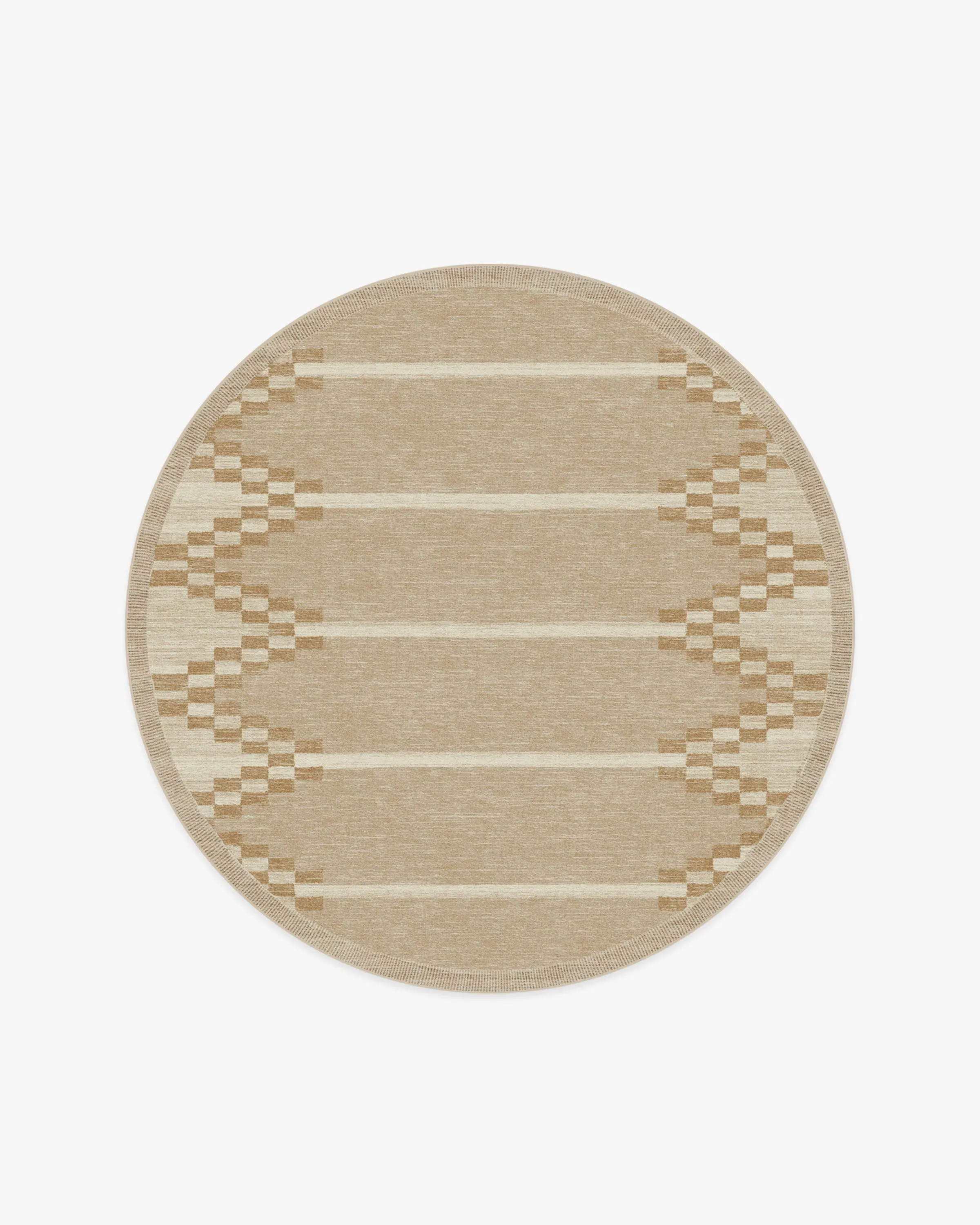 Round Area Rug Machine Washable - Natural