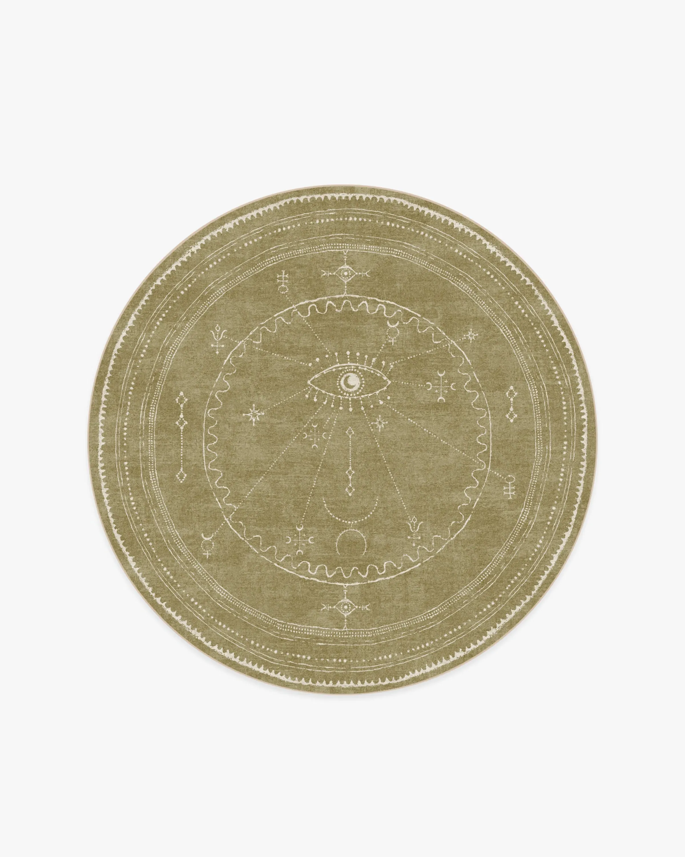 Round Area Rug Machine Washable - Natural