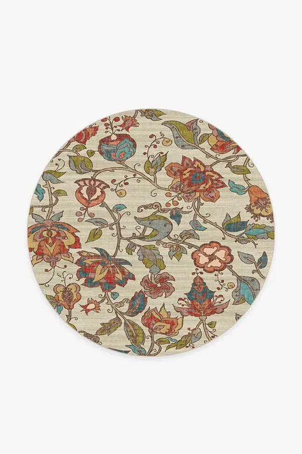 Round Area Rug Machine Washable - Natural
