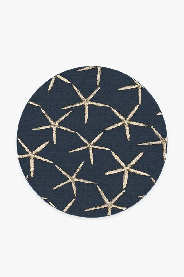 Round Area Rug Machine Washable - Navy