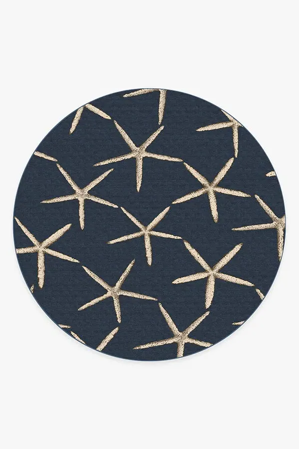 Round Area Rug Machine Washable - Navy