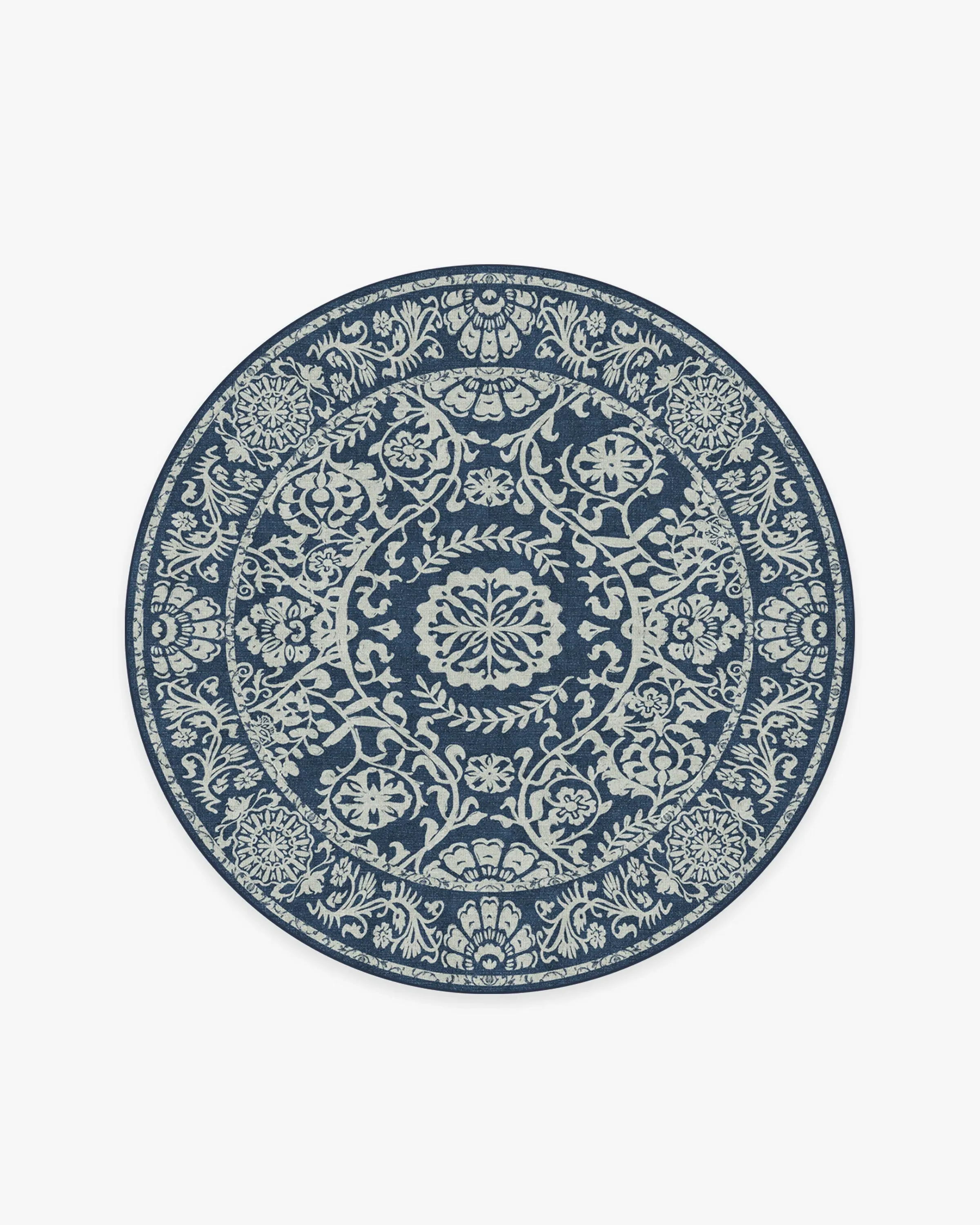 Round Area Rug Machine Washable - Navy Blue