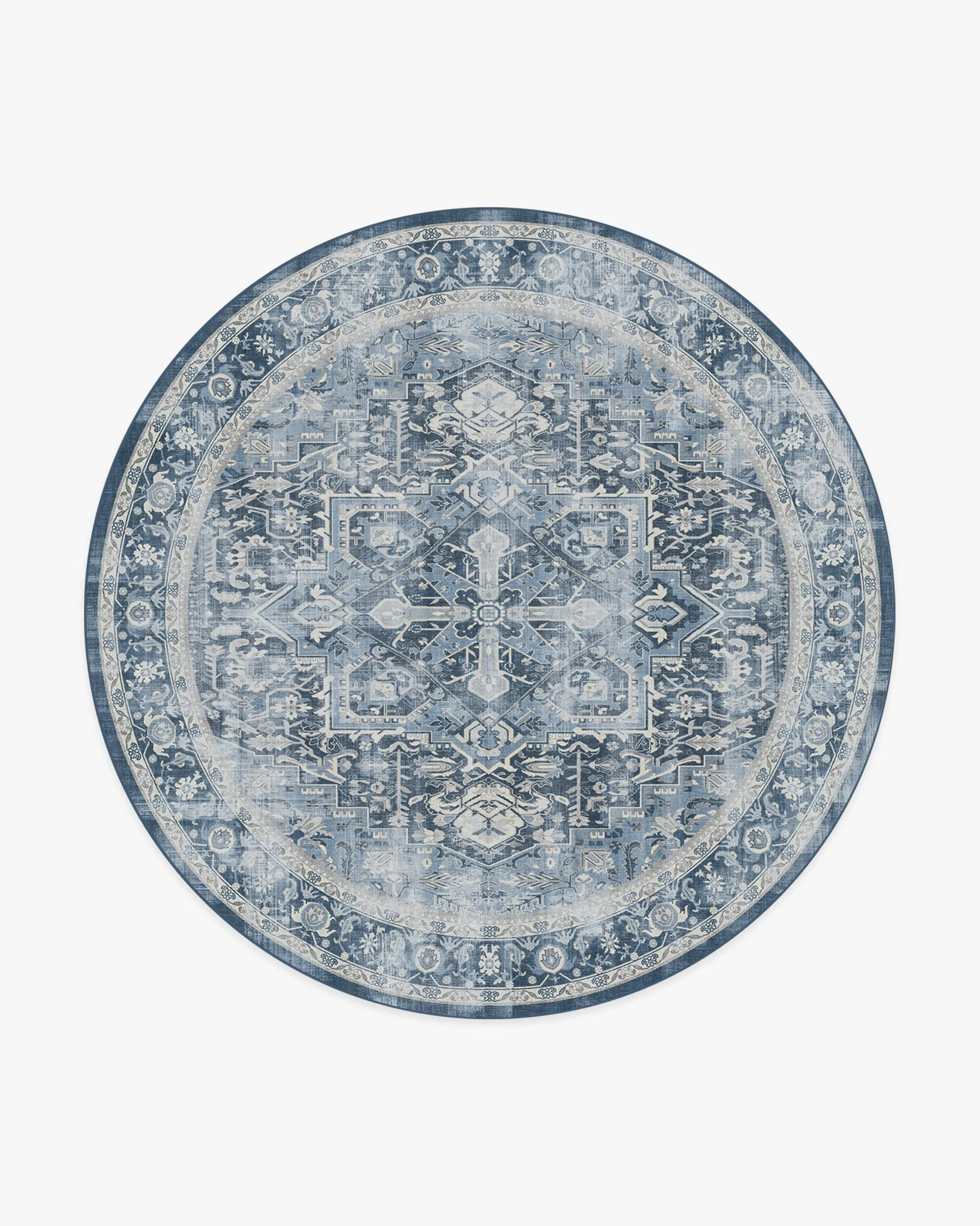Round Area Rug Machine Washable - Navy Blue