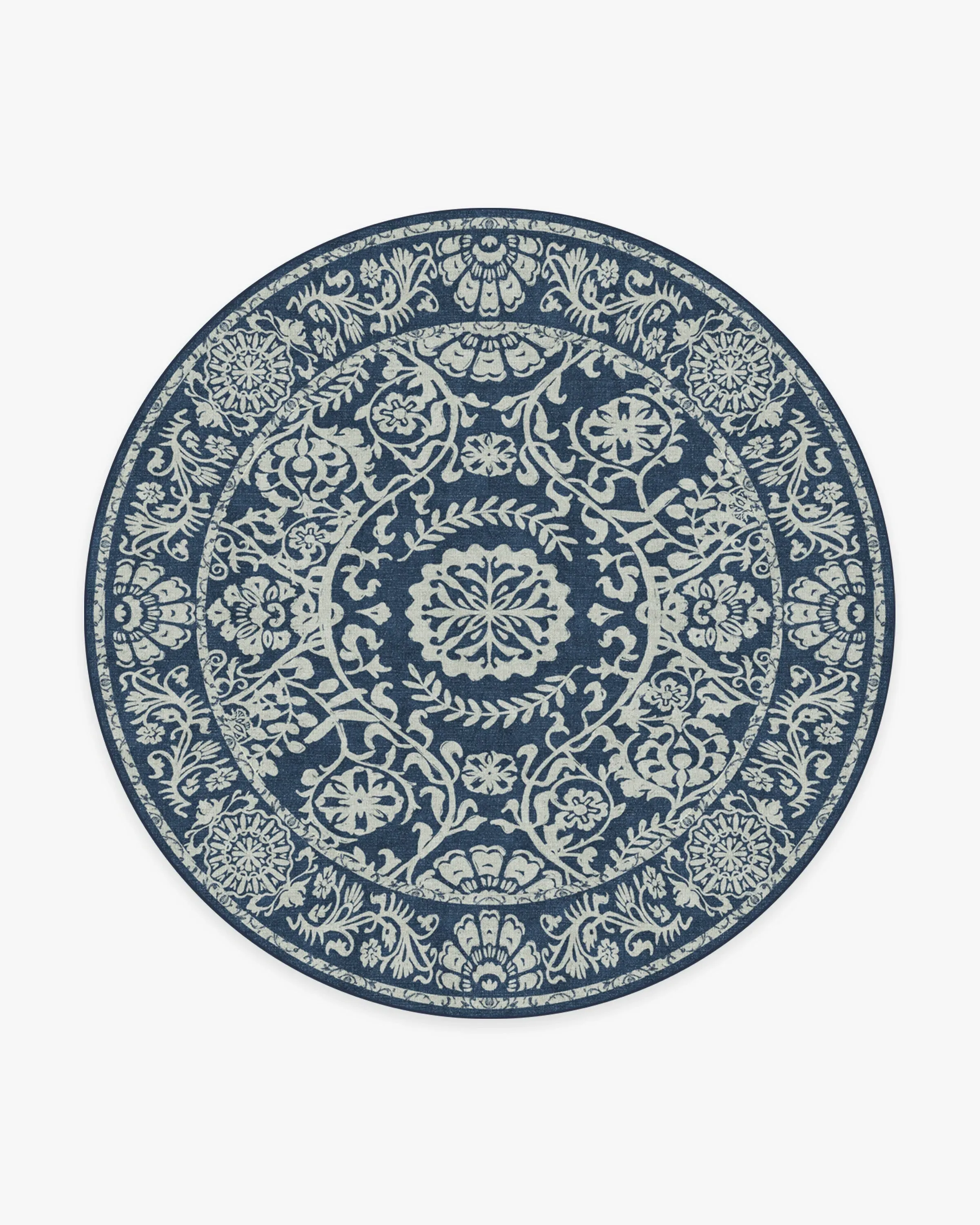 Round Area Rug Machine Washable - Navy Blue