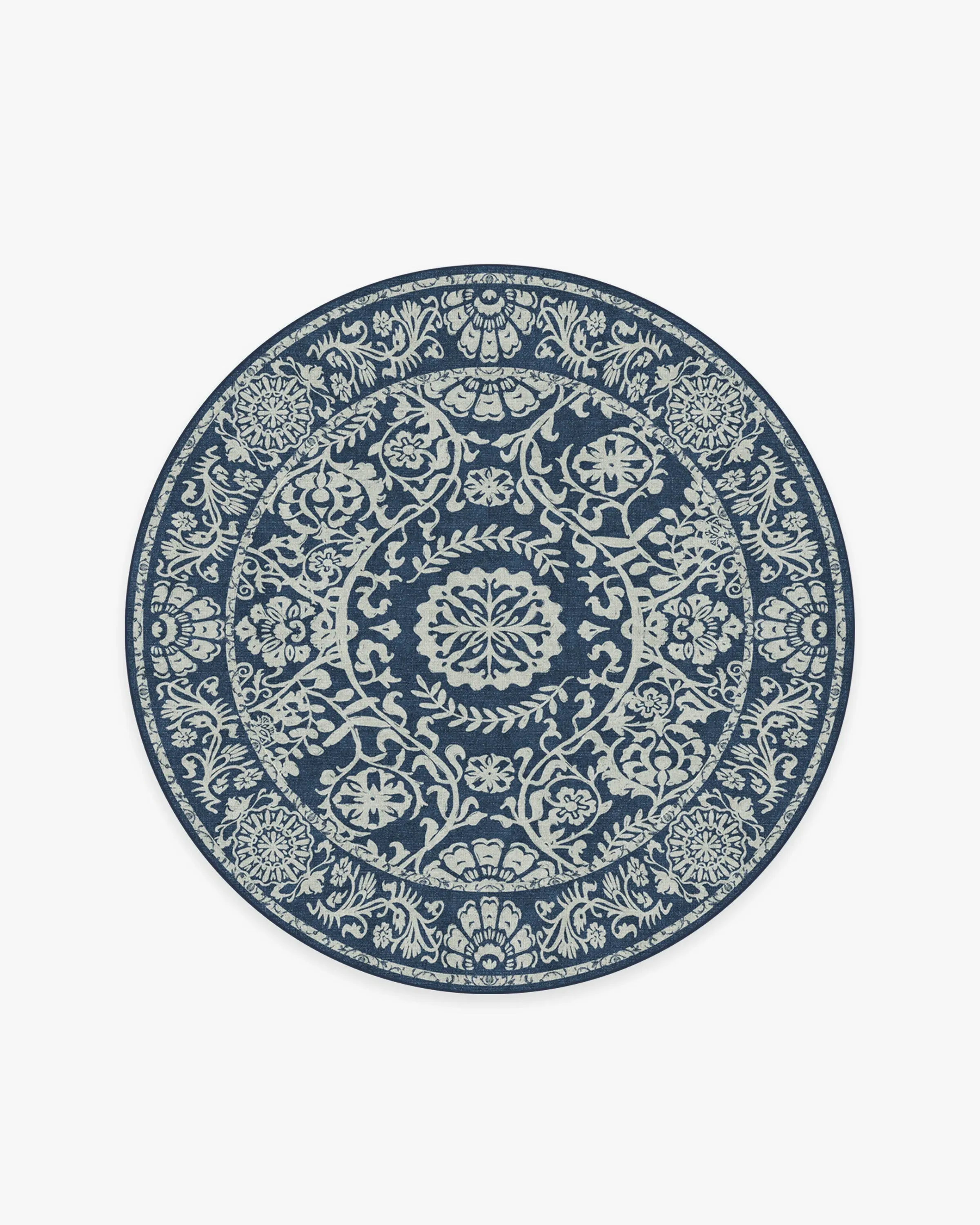 Round Area Rug Machine Washable - Navy Blue