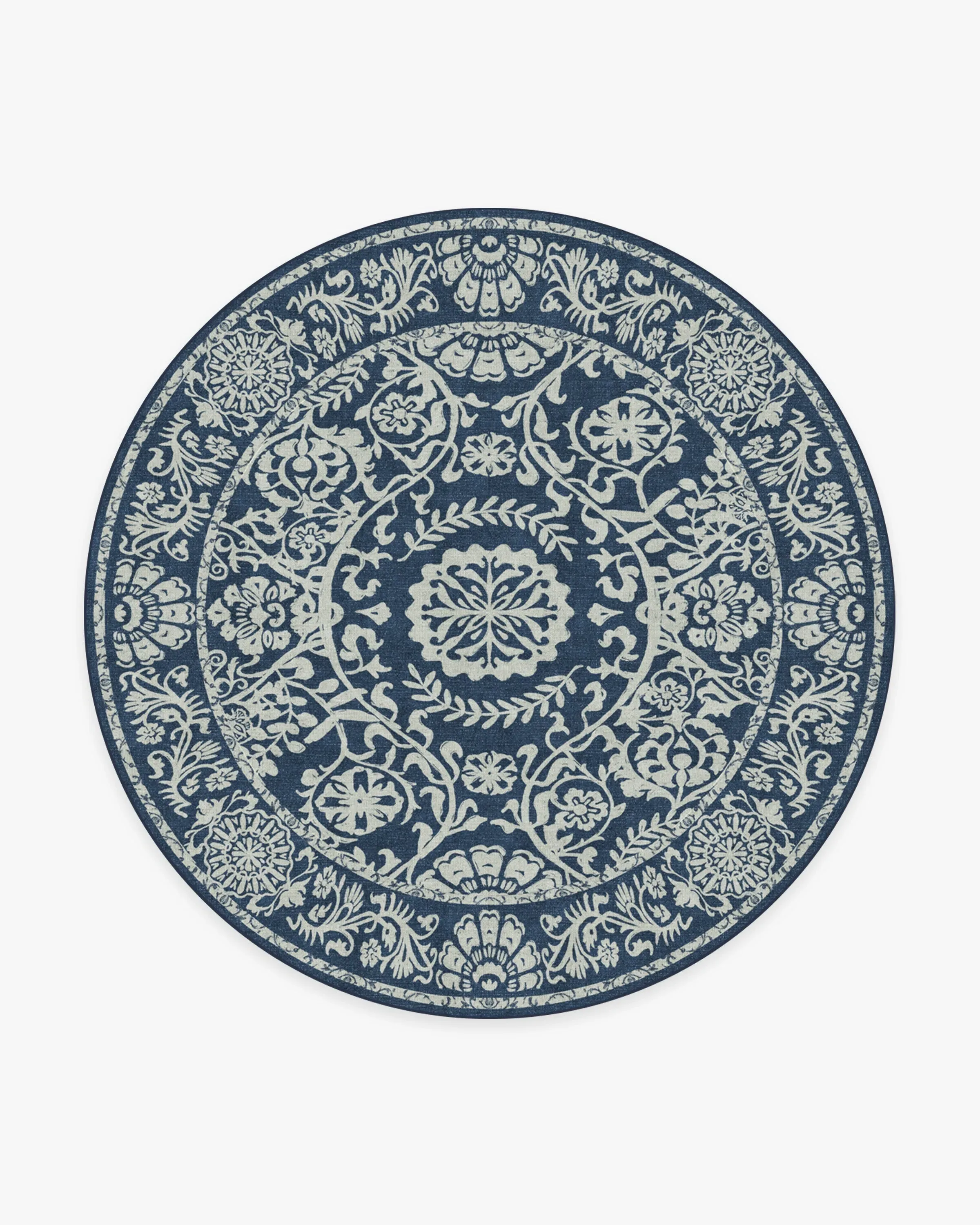 Round Area Rug Machine Washable - Navy Blue