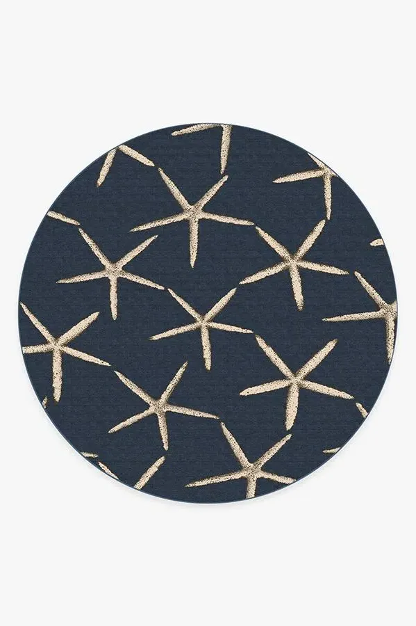 Round Area Rug Machine Washable - Navy