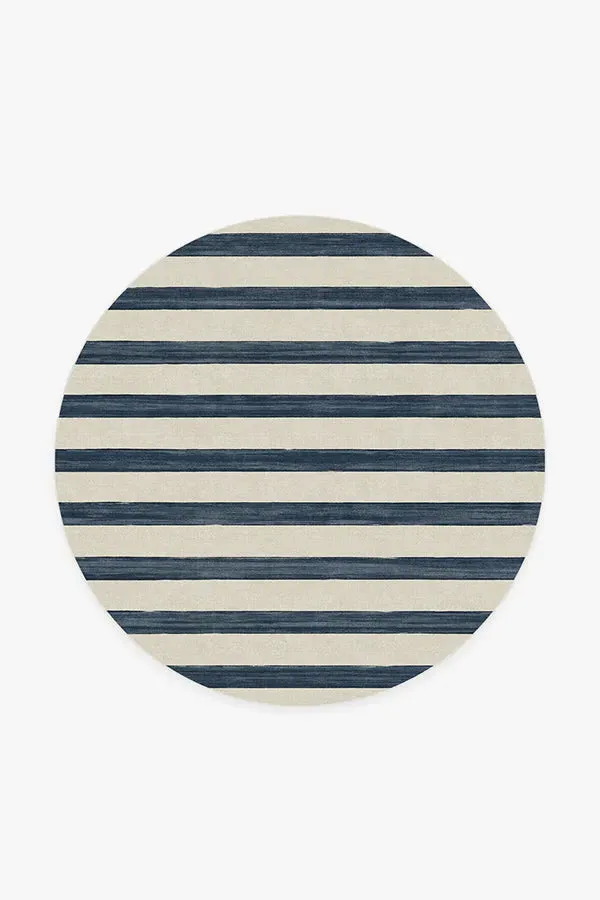 Round Area Rug Machine Washable - Navy, Chenille