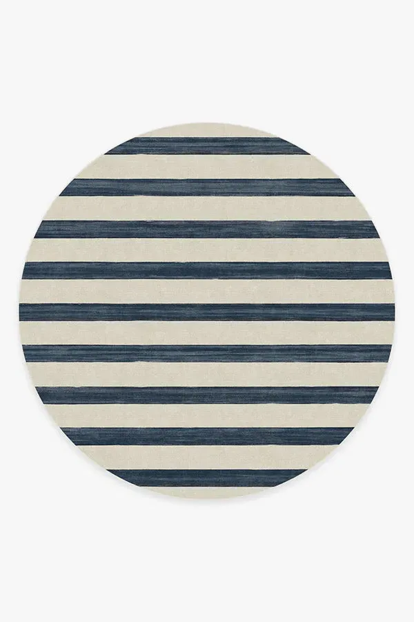 Round Area Rug Machine Washable - Navy, Chenille