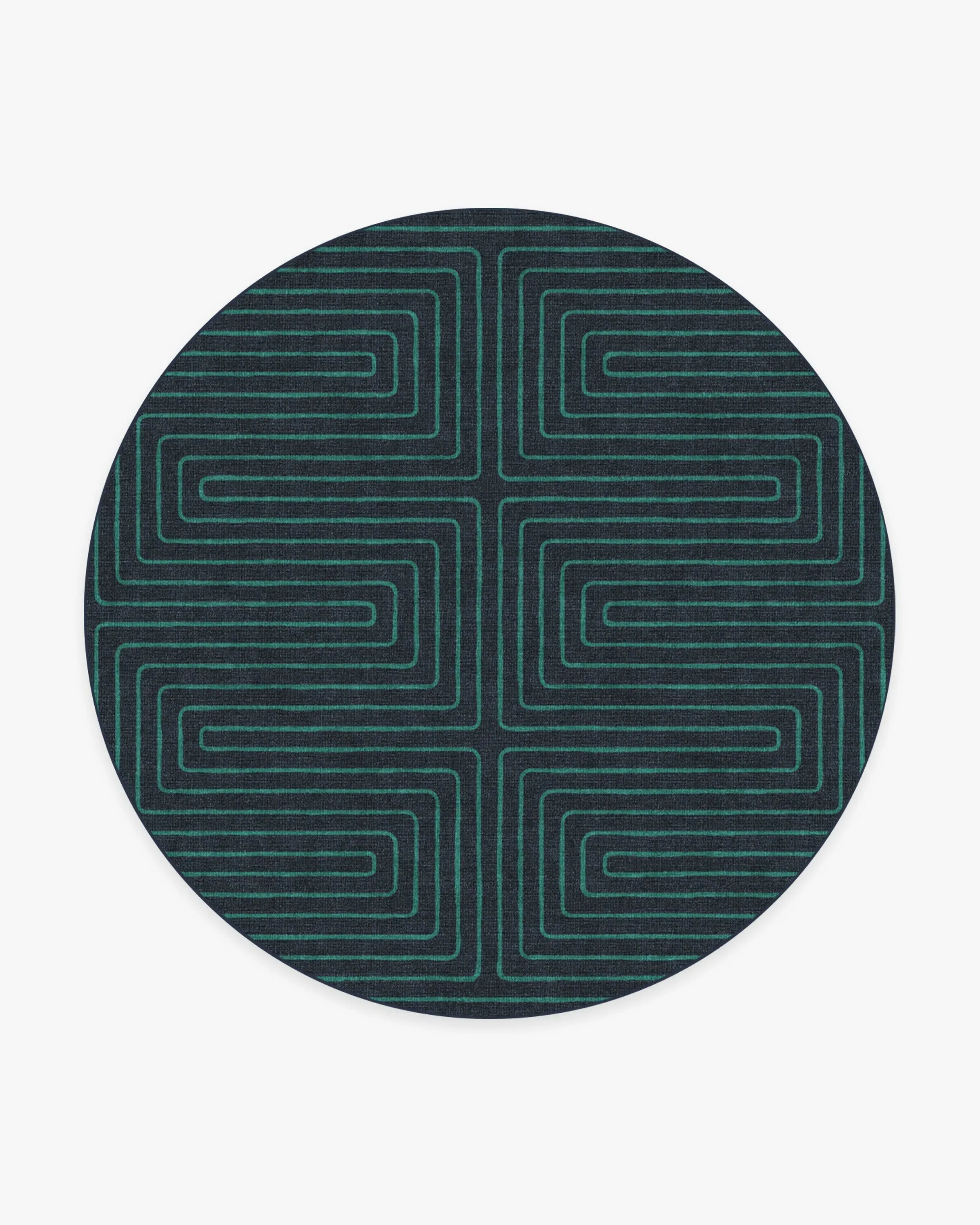 Round Area Rug Machine Washable - Navy, Chenille
